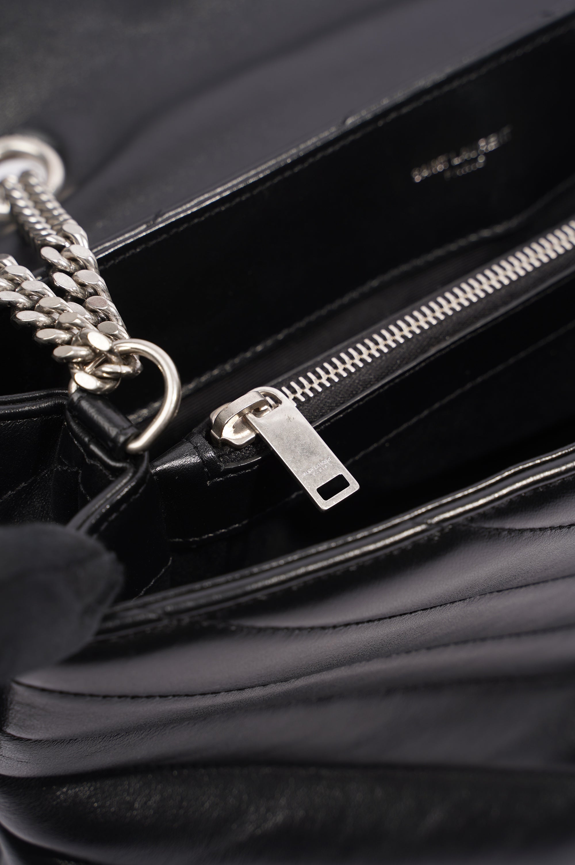 Saint Laurent Womens Lou Lou Bag Black Leather Medium
