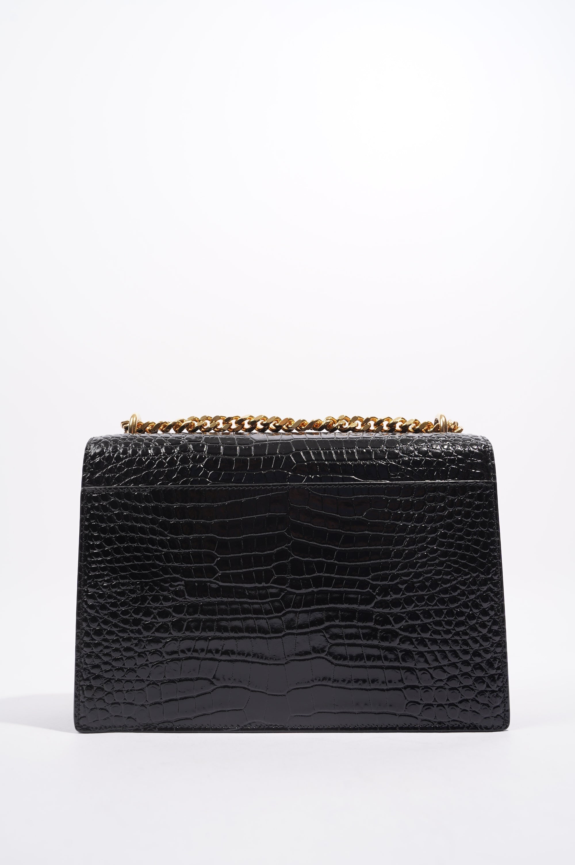 Saint Laurent Womens Sunset Black Leather Medium