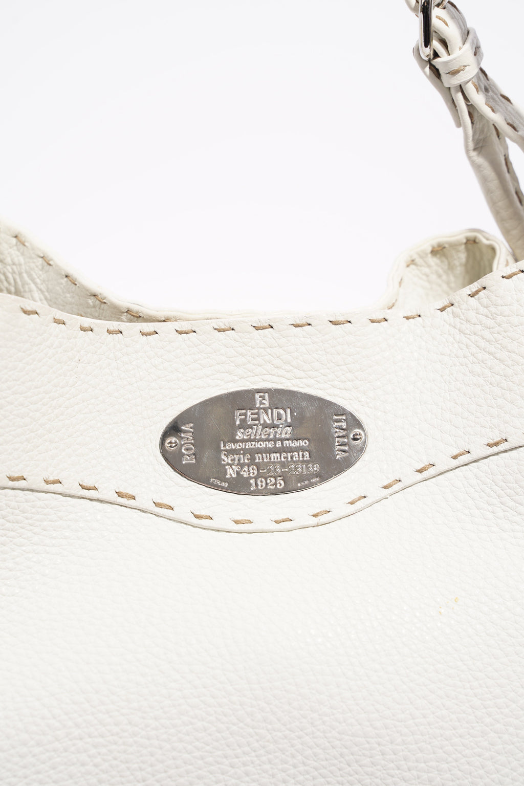Fendi Womens Selleria Bucket Bag White