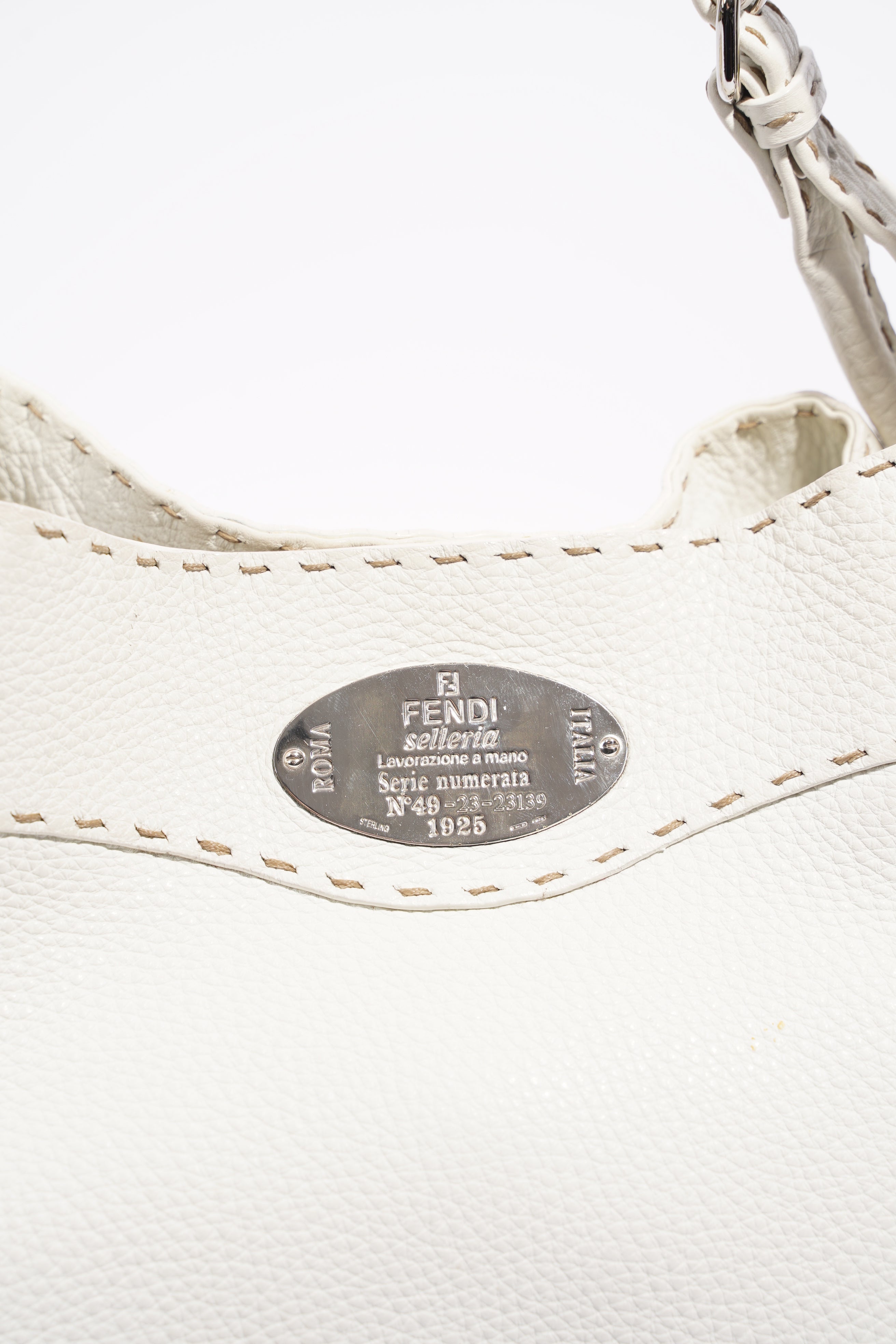 Fendi Womens Selleria Bucket Bag White