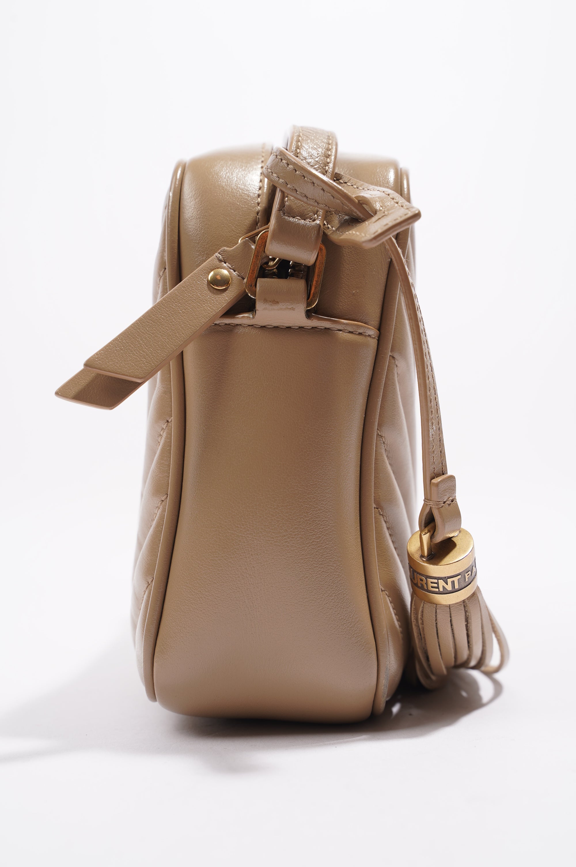 Saint Laurent Womens Camera Bag Beige Leather