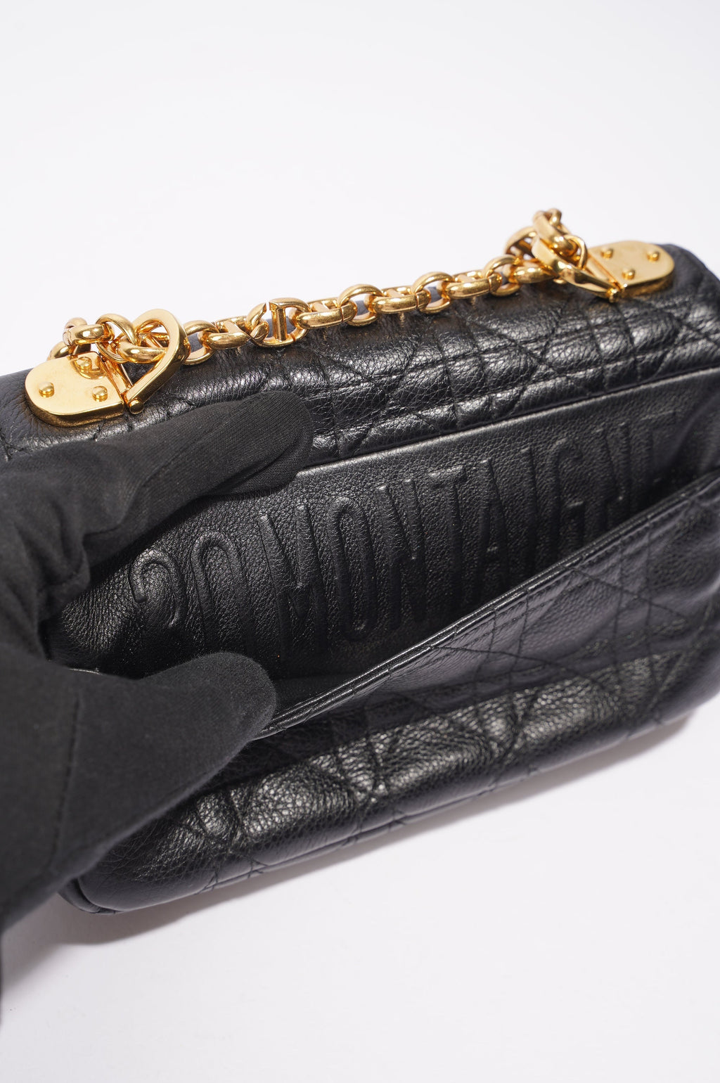 Christian Dior Womens Dior Caro Bag Black Leather Small