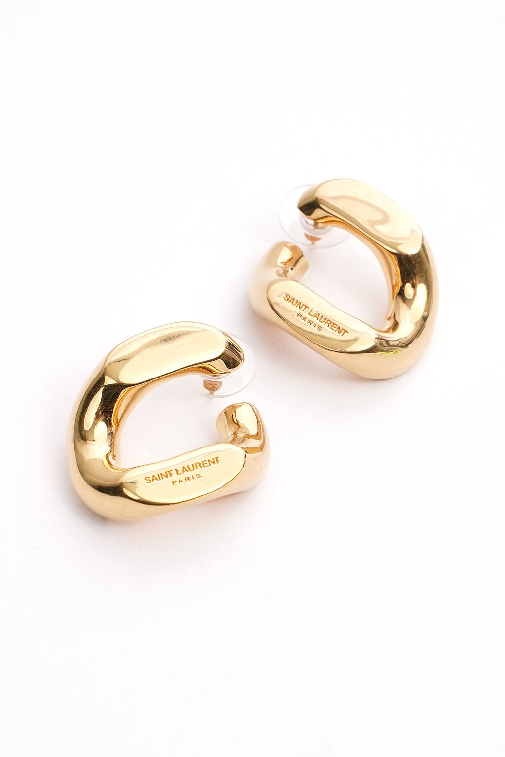 Saint Laurent Chain Link Earrings Gold Finish Base Metal