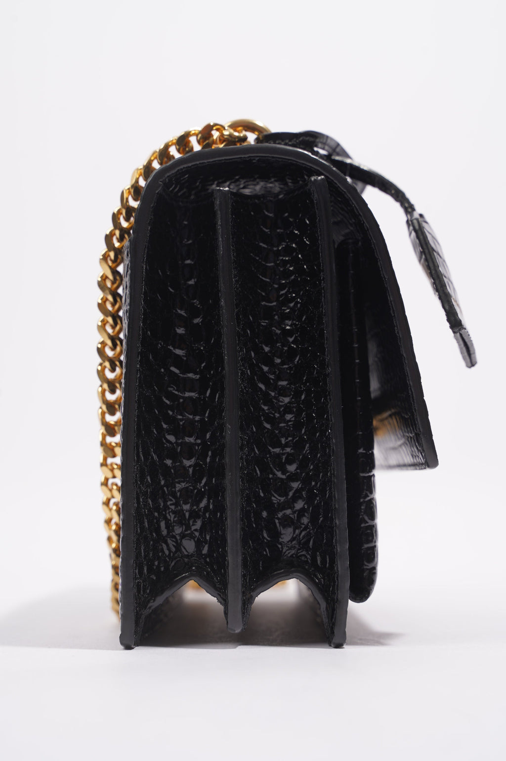 Saint Laurent Womens Sunset Black Leather Medium