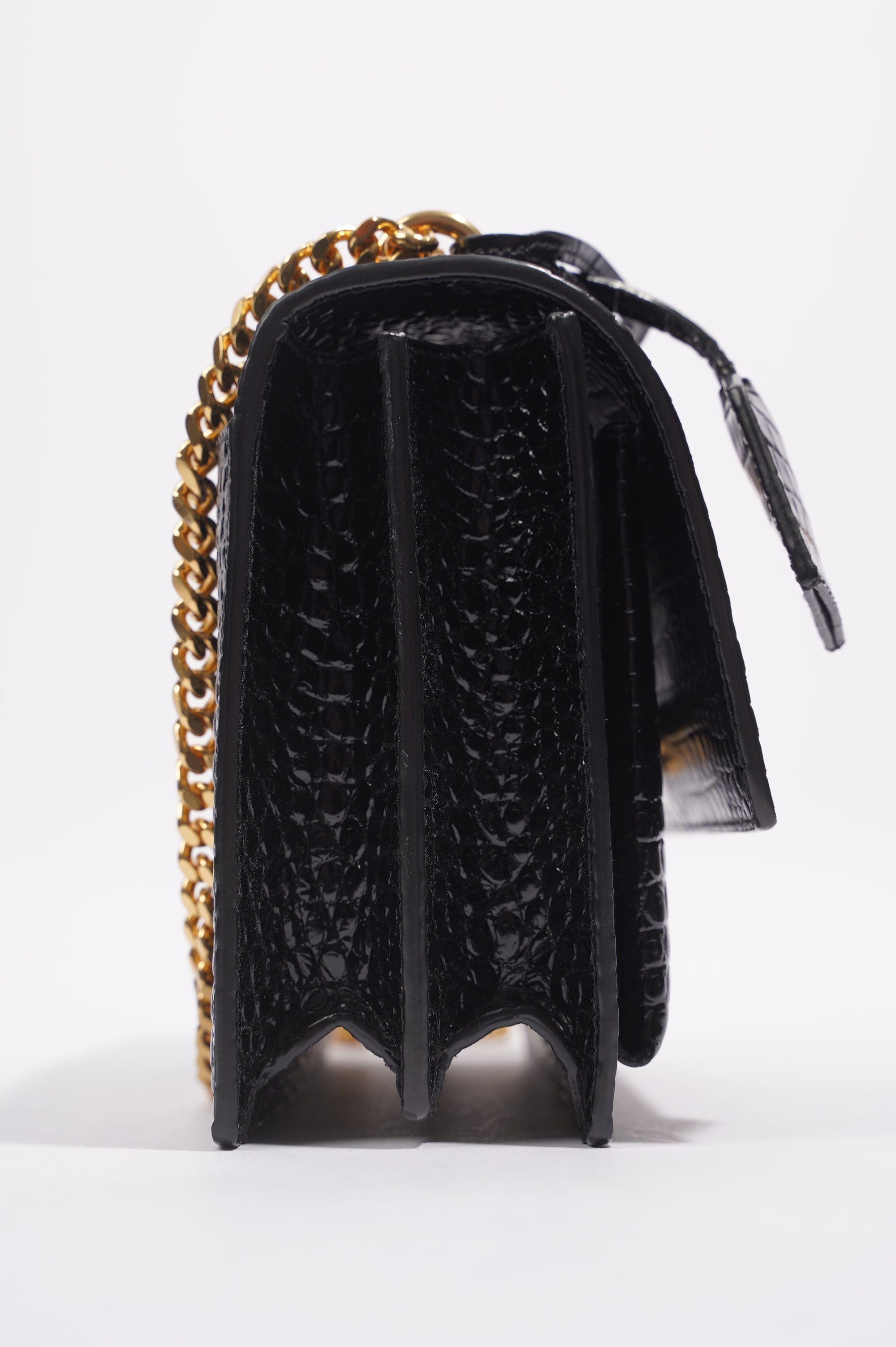 Saint Laurent Womens Sunset Black Leather Medium