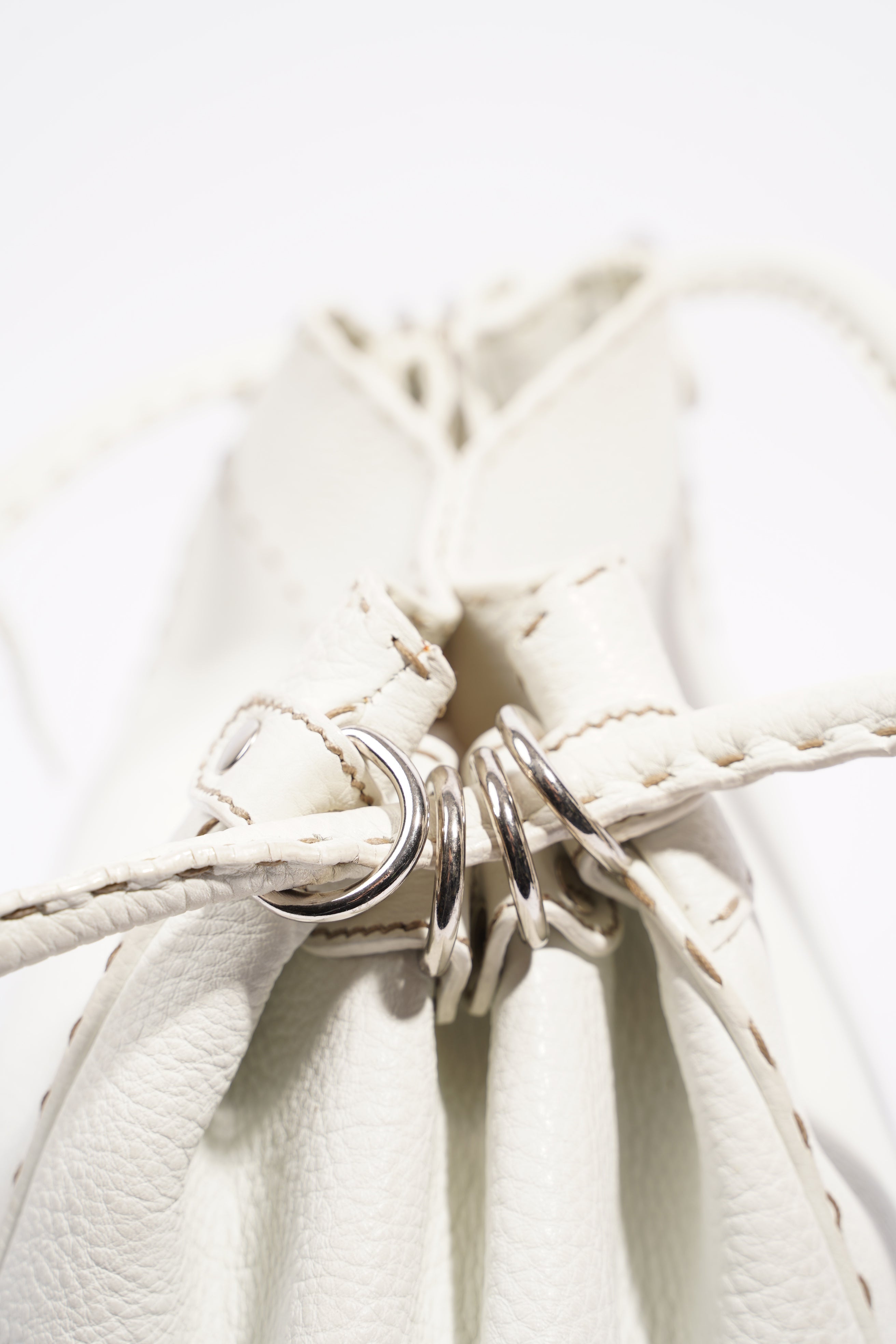 Fendi Womens Selleria Bucket Bag White