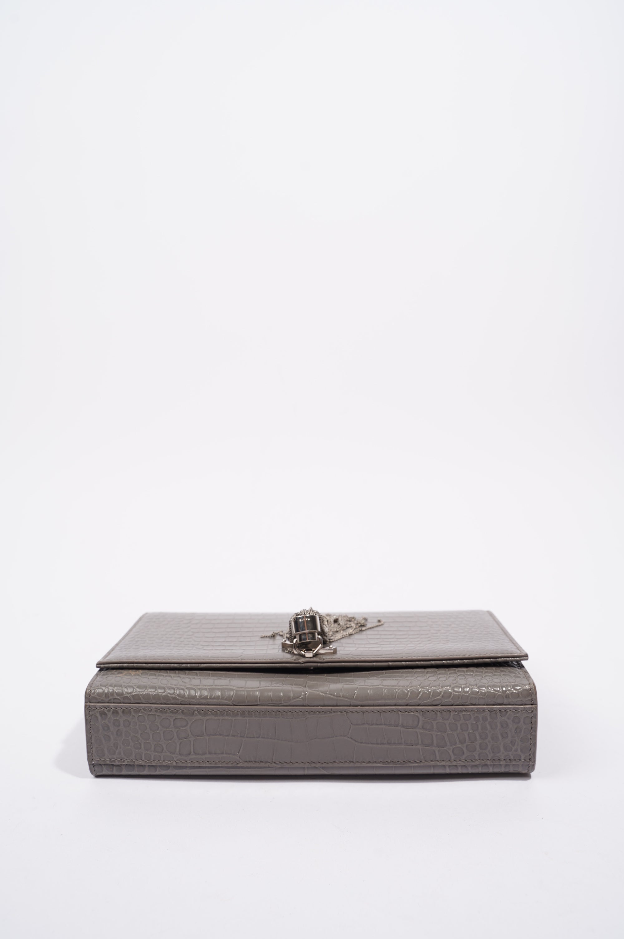 Saint Laurent Kate Tassle Bag Grey / Croc Medium