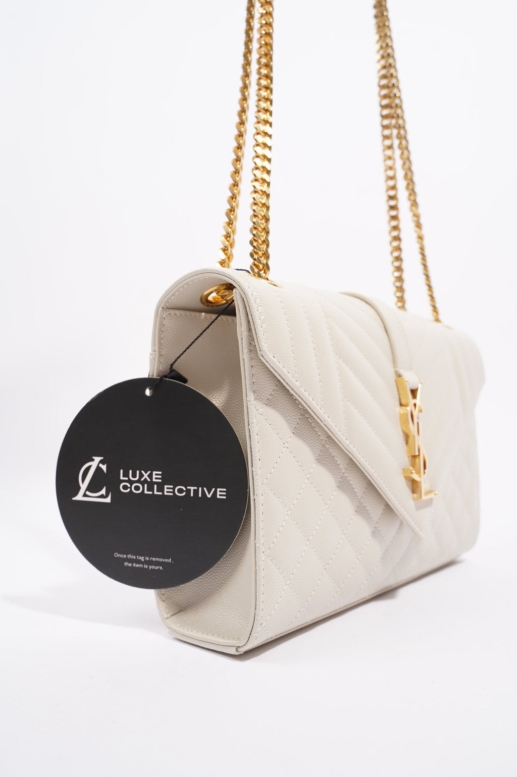Saint Laurent Womens Envelope Medium Bag Cream
