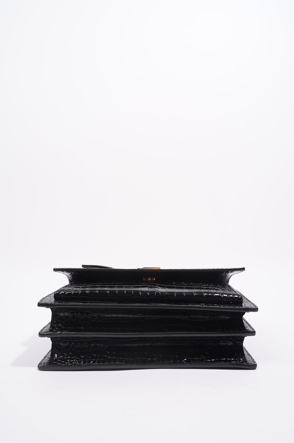 Saint Laurent Womens Sunset Black Leather Medium