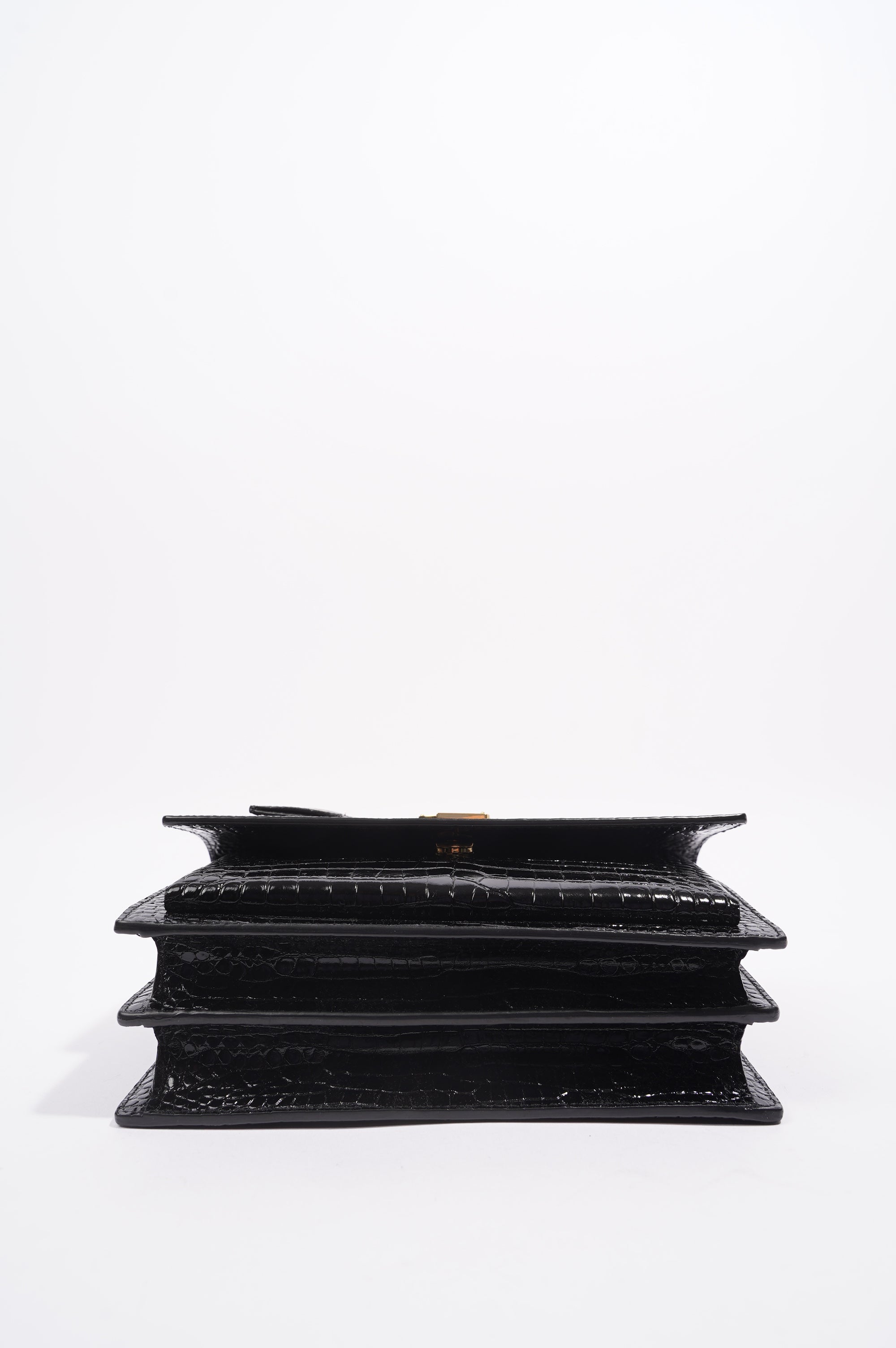Saint Laurent Womens Sunset Black Leather Medium