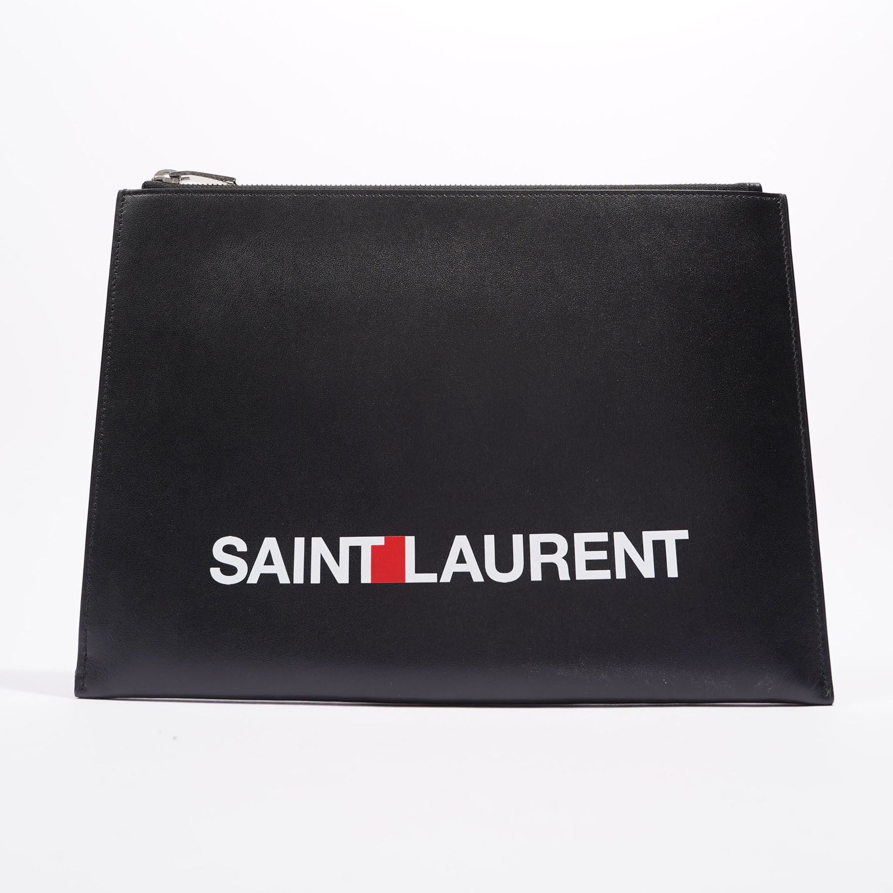 Saint Laurent Womens Zip Pouch Black Leather
