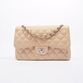 Chanel Womens Classic Flap Beige Caviar Large