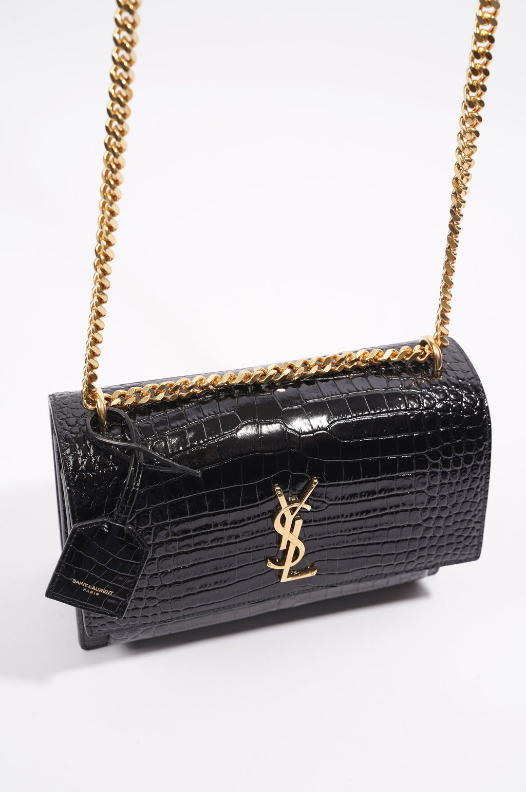 Saint Laurent Womens Sunset Black Leather Medium