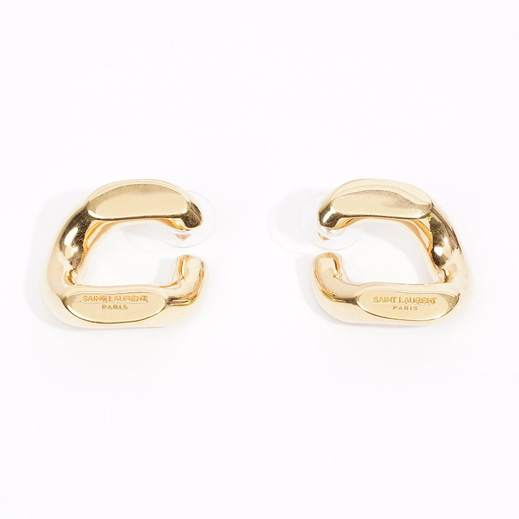 Saint Laurent Chain Link Earrings Gold Finish Base Metal