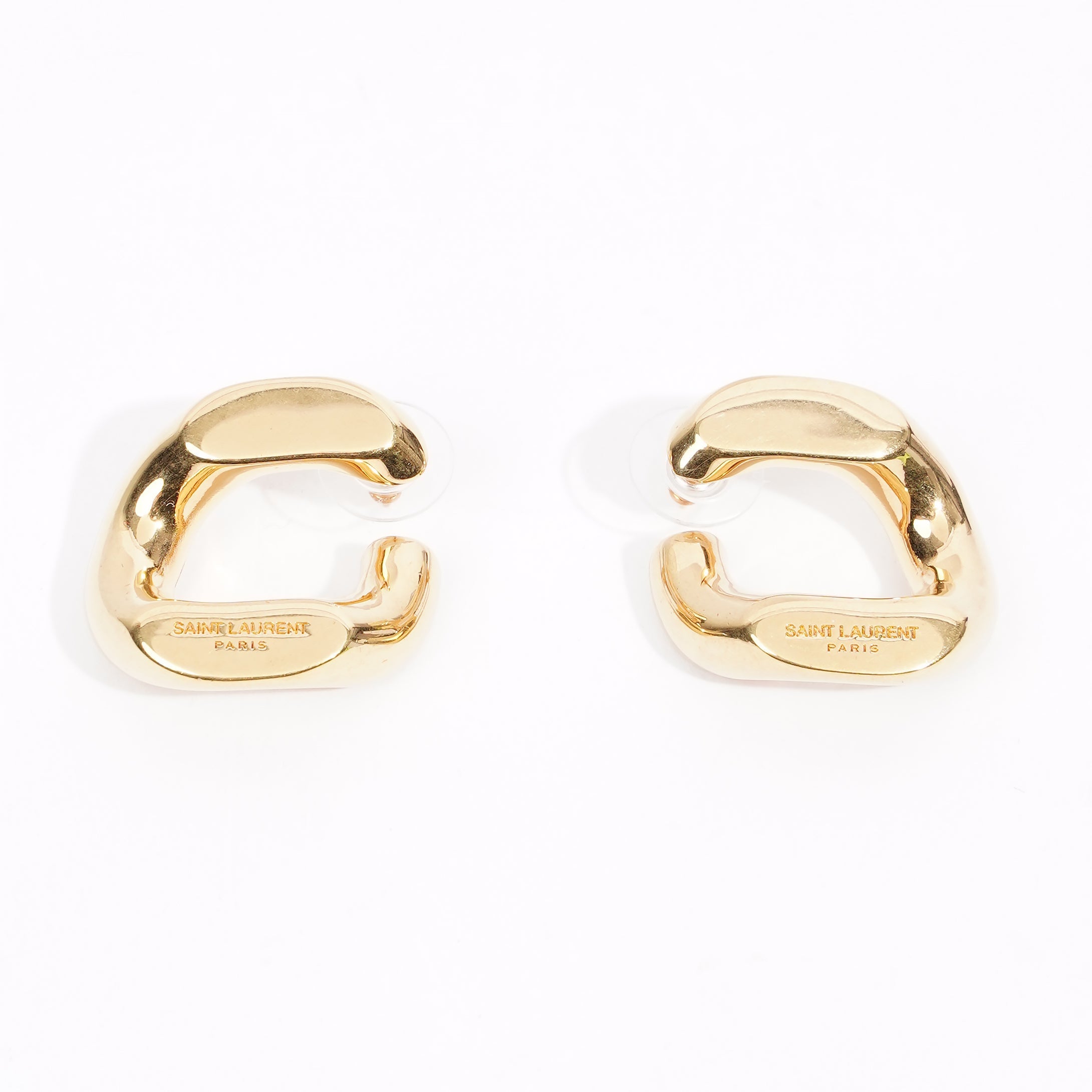 Saint Laurent Chain Link Earrings Gold Finish Base Metal