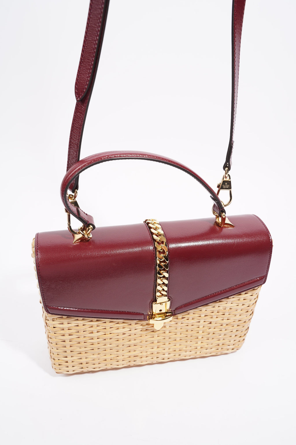 Gucci Sylvie 1969 Handbag Wicker / Burgundy