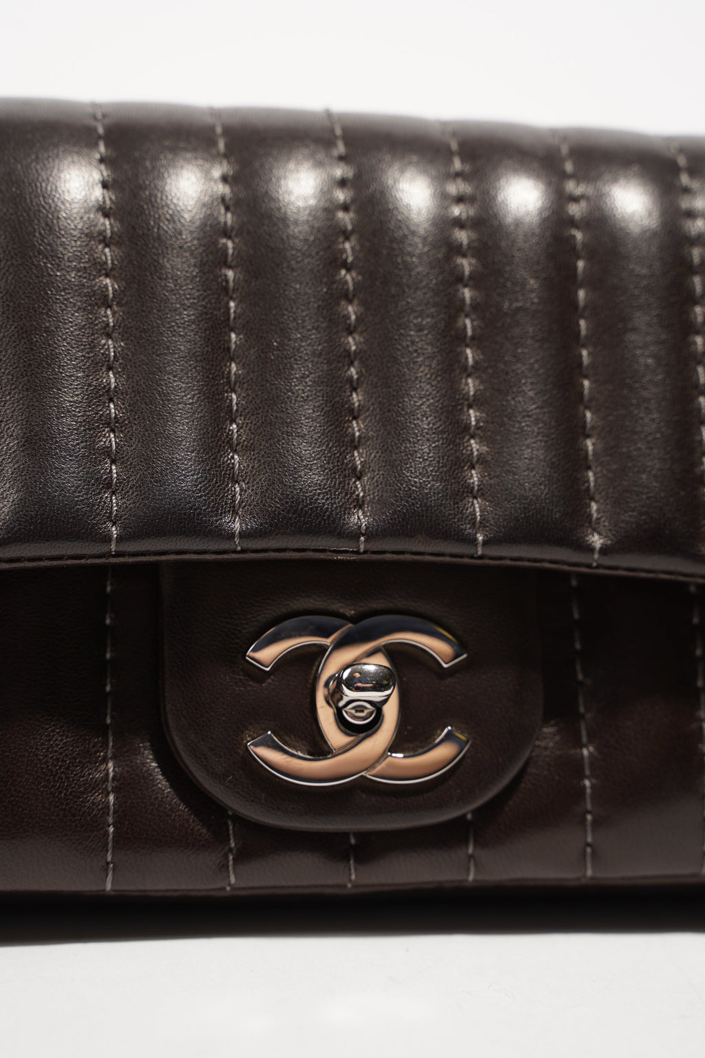 Chanel Womens Mademoiselle East West Bag Dark Brown