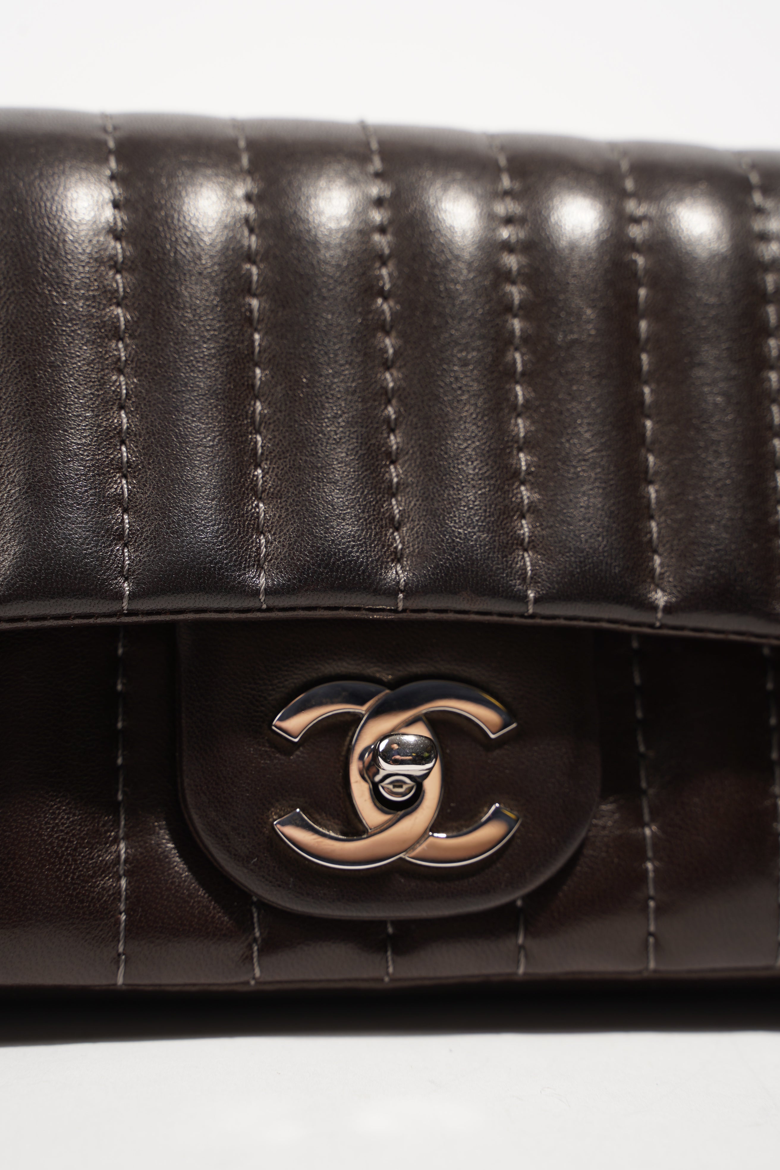 Chanel Womens Mademoiselle East West Bag Dark Brown