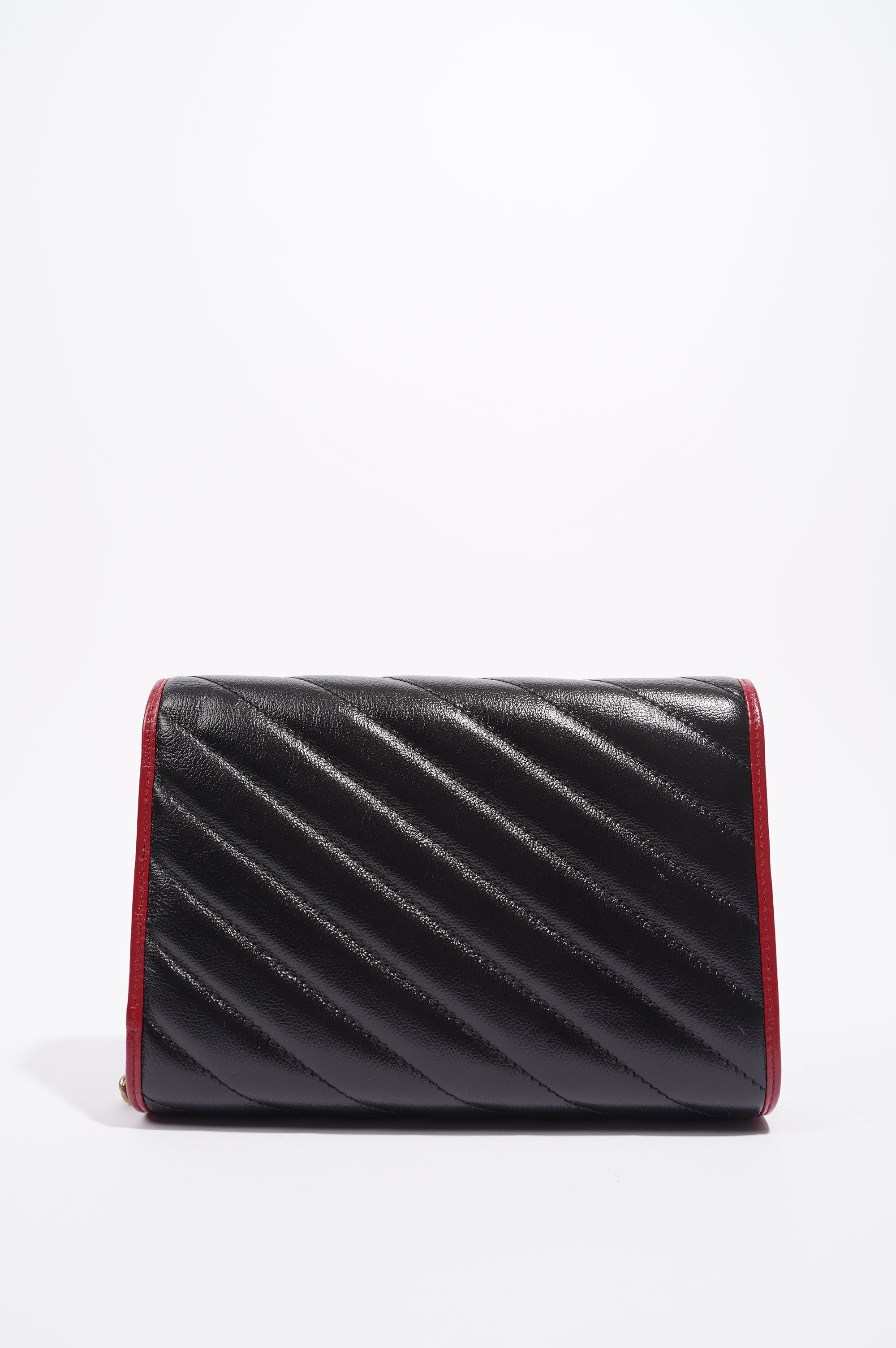 Gucci Womens Marmont Flap Chain Wallet Black / Red