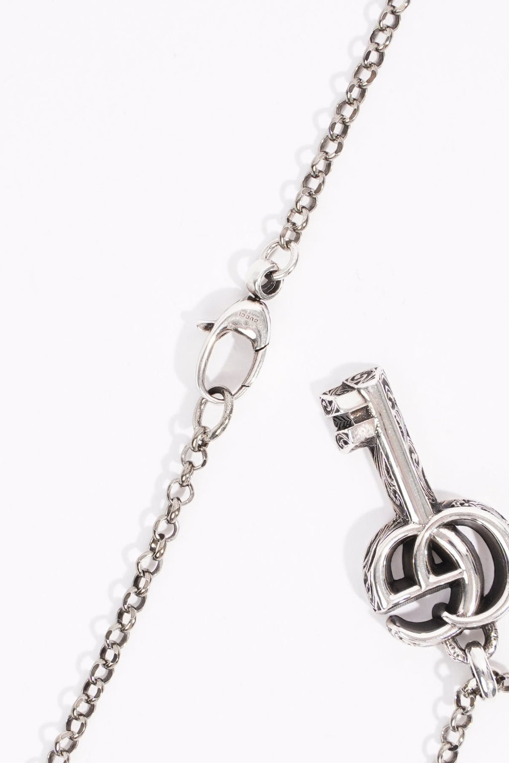 Gucci Womens Marmont GG Key Necklace Sterling Silver