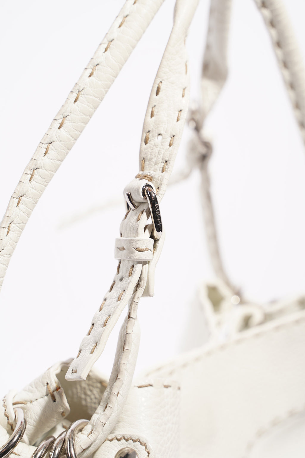 Fendi Womens Selleria Bucket Bag White
