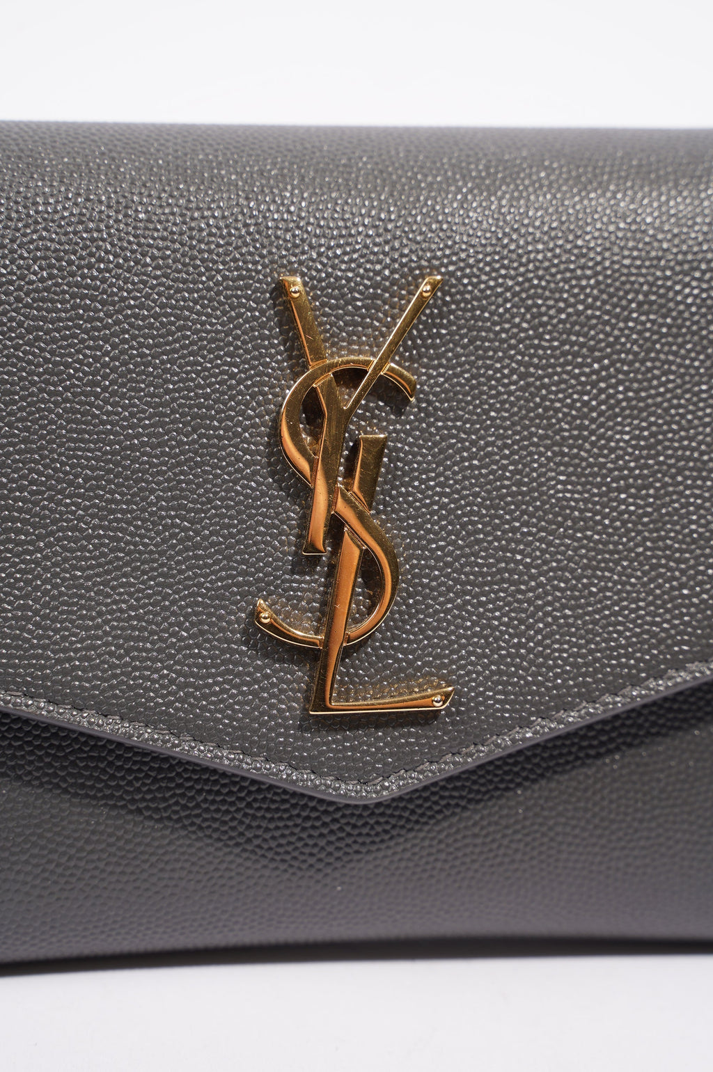 Saint Laurent Womens Uptown Chain Wallet Grey
