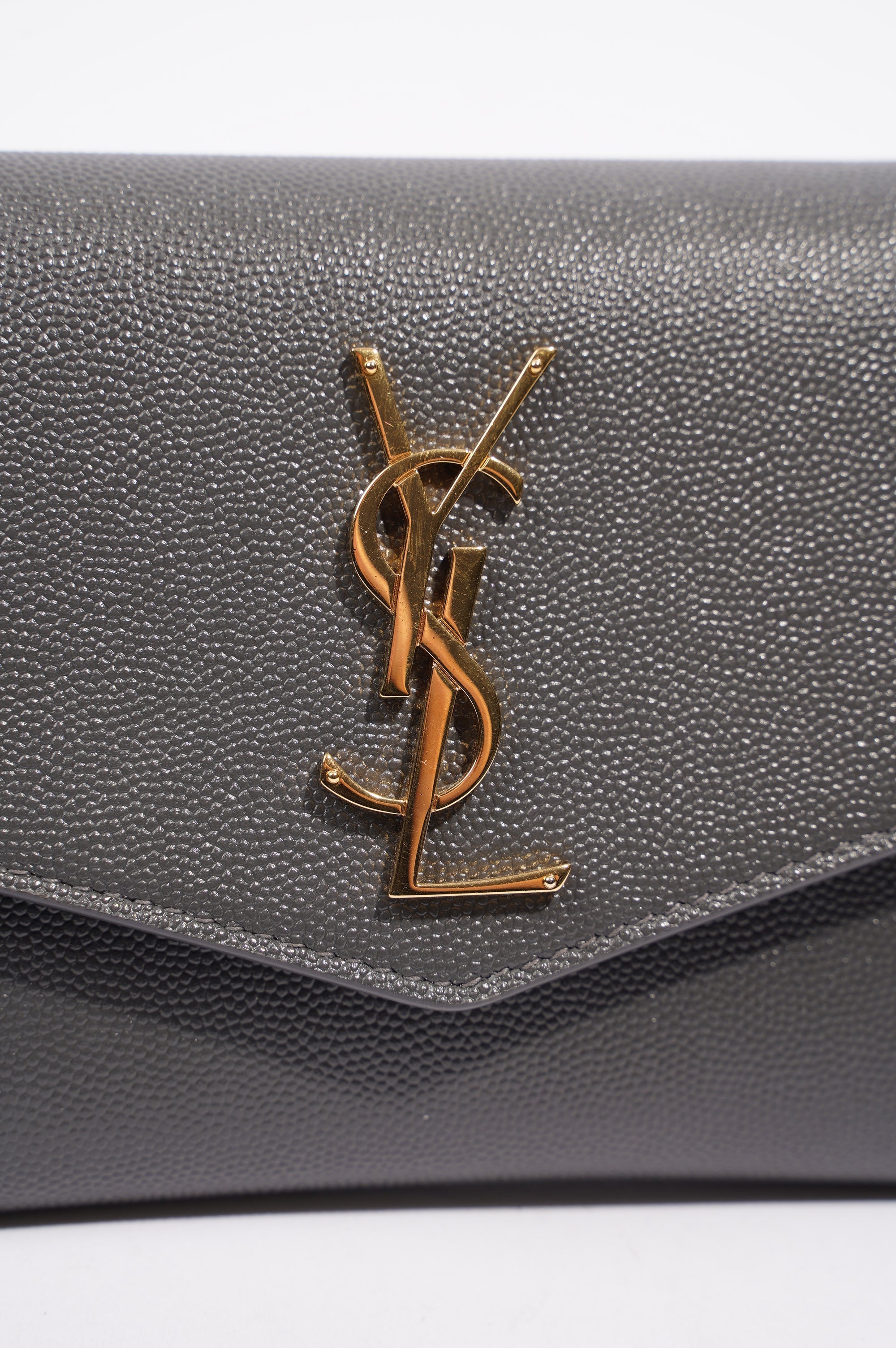 Saint Laurent Womens Uptown Chain Wallet Grey