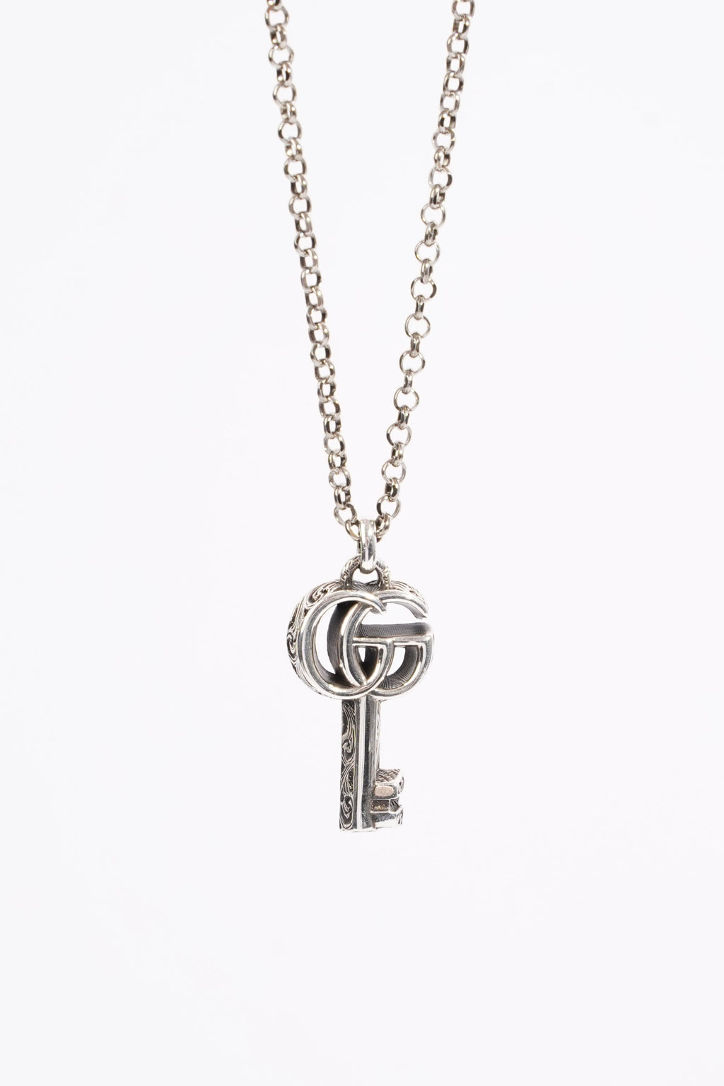 Gucci Womens Marmont GG Key Necklace Sterling Silver