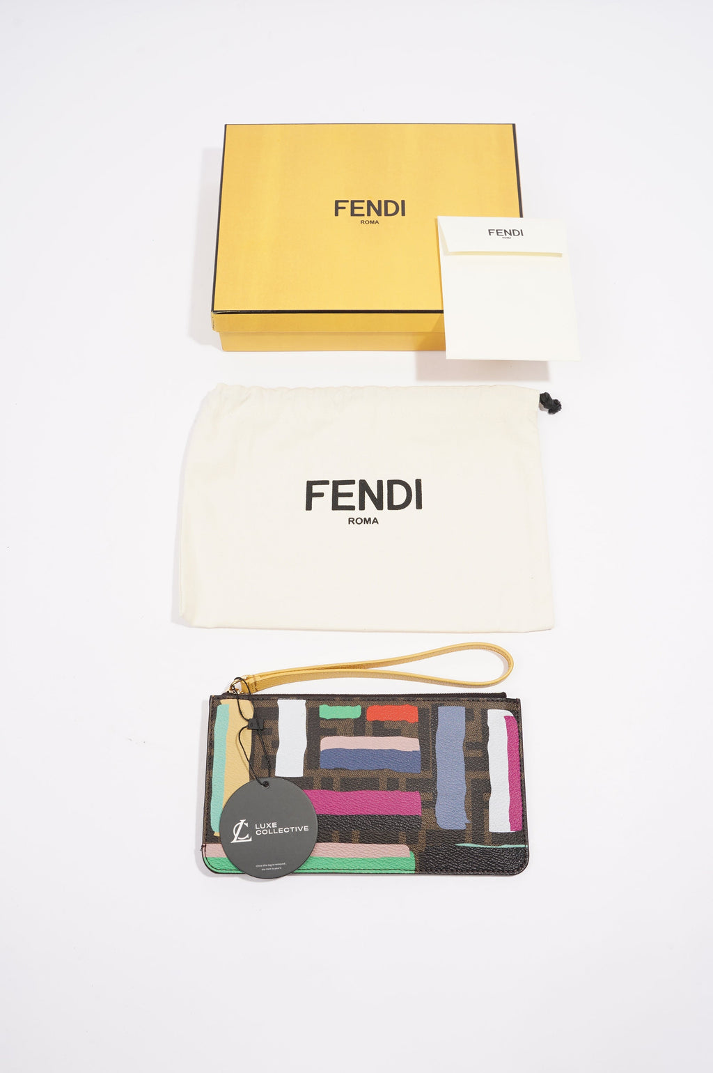 Fendi Strap Wrist Pouch Monogram Canvas