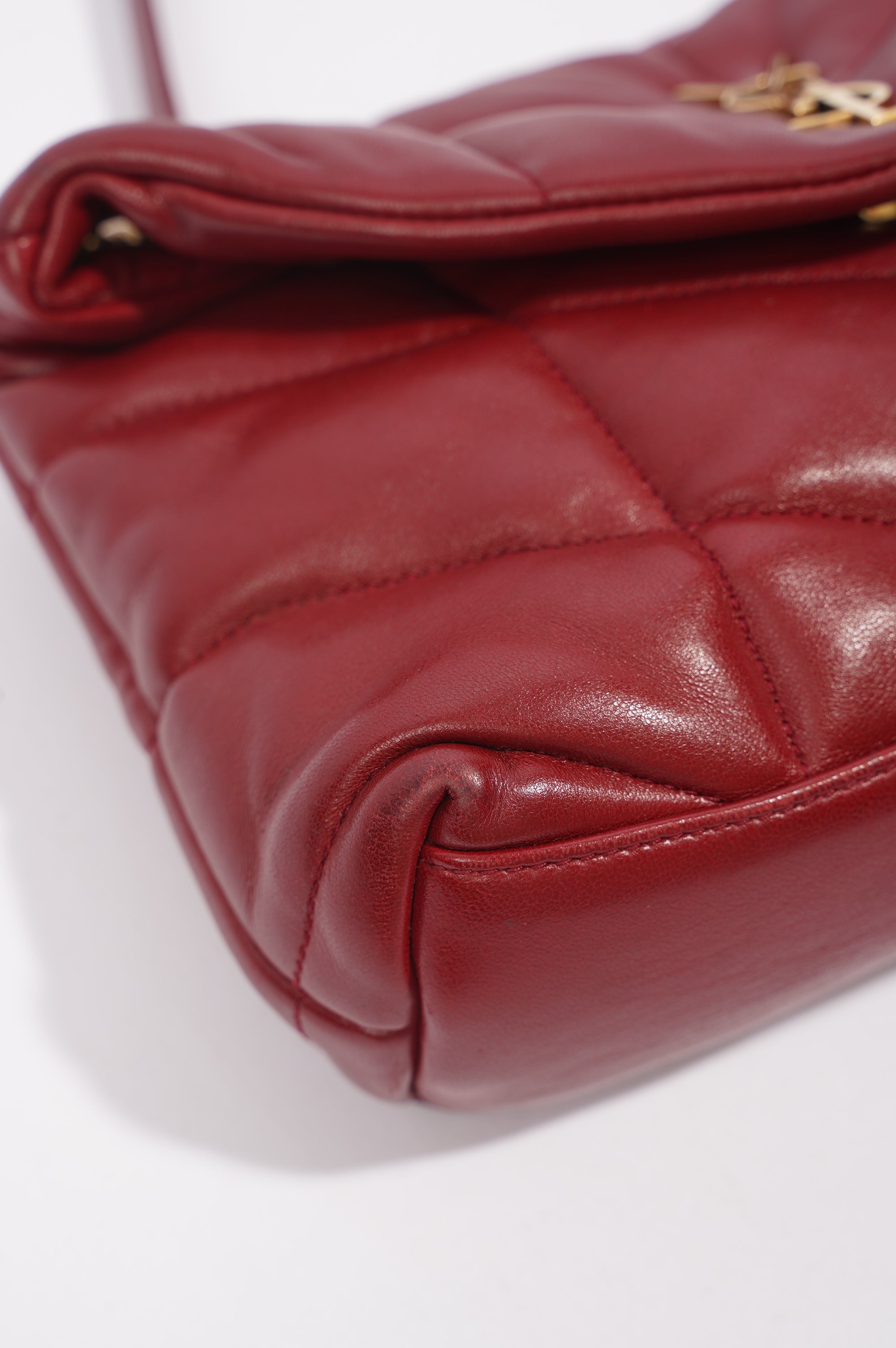 Saint Laurent Womens Lou Lou Puffer Red / Gold Toy