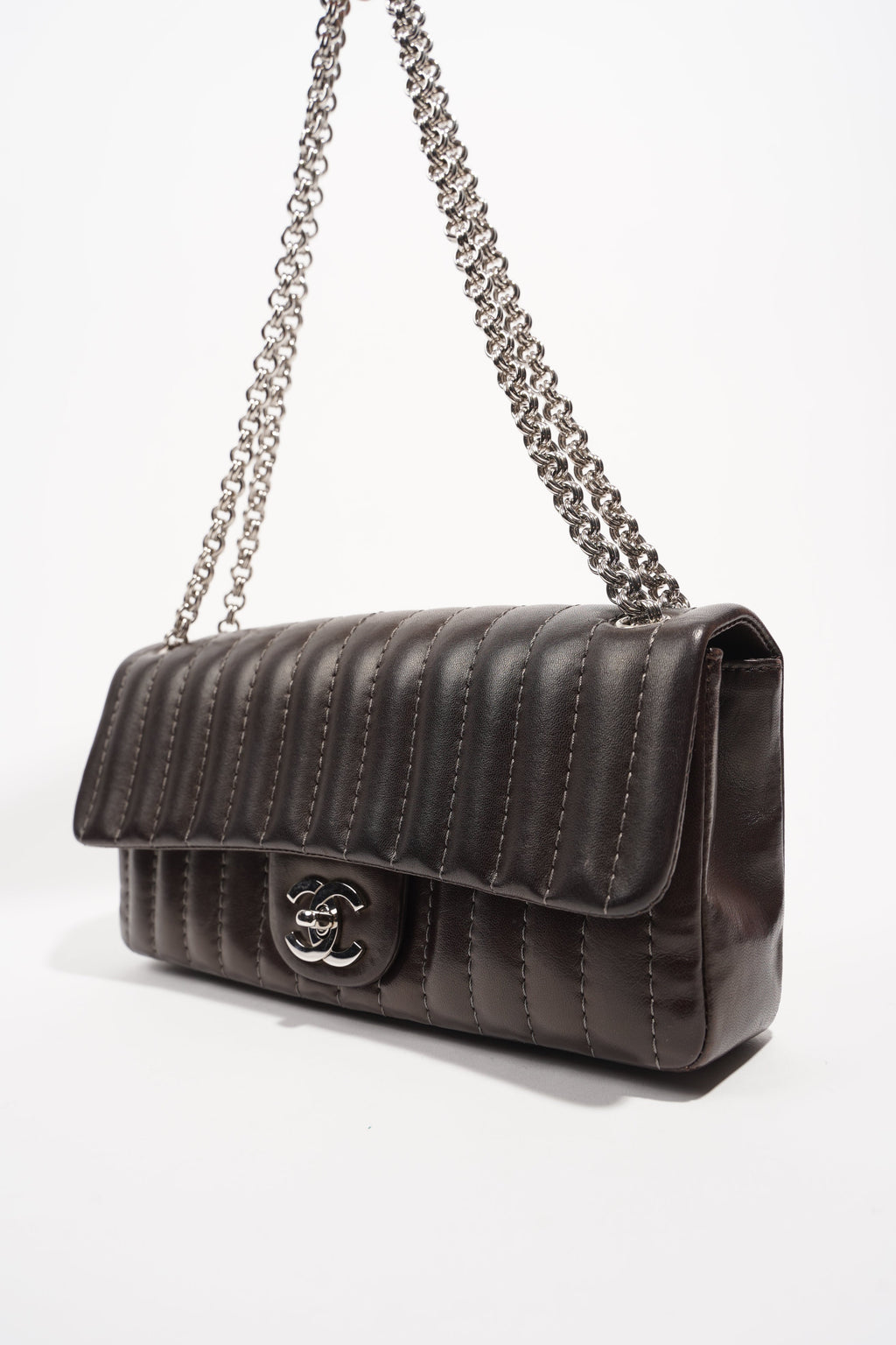 Chanel Womens Mademoiselle East West Bag Dark Brown