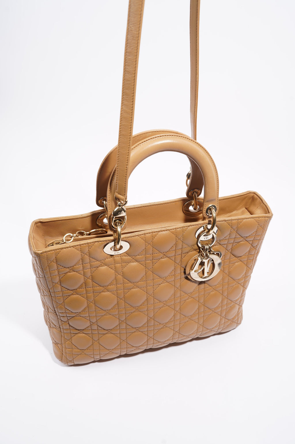 Christian Dior Womens Lady Dior Beige Large