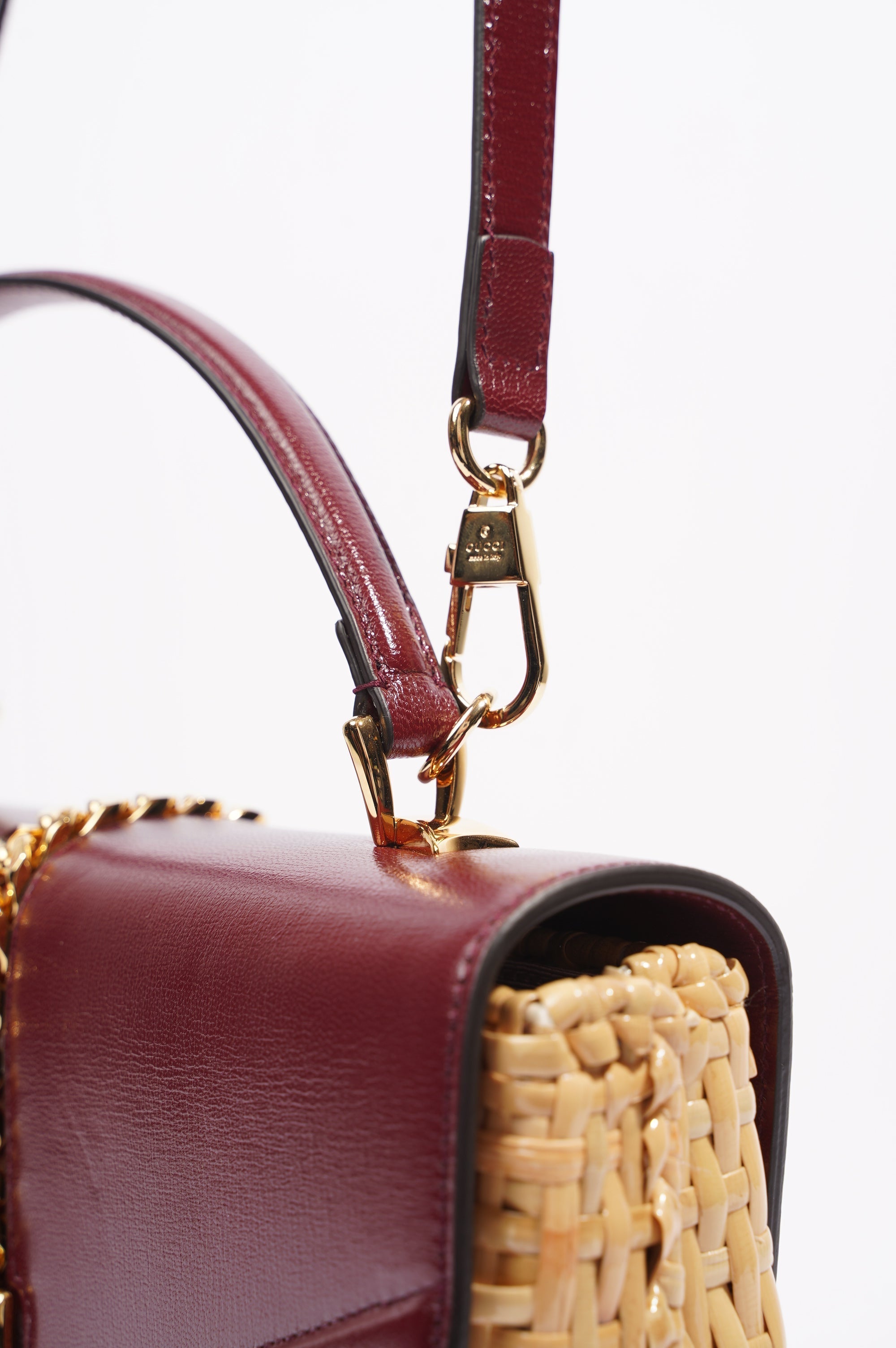 Gucci Sylvie 1969 Handbag Wicker / Burgundy