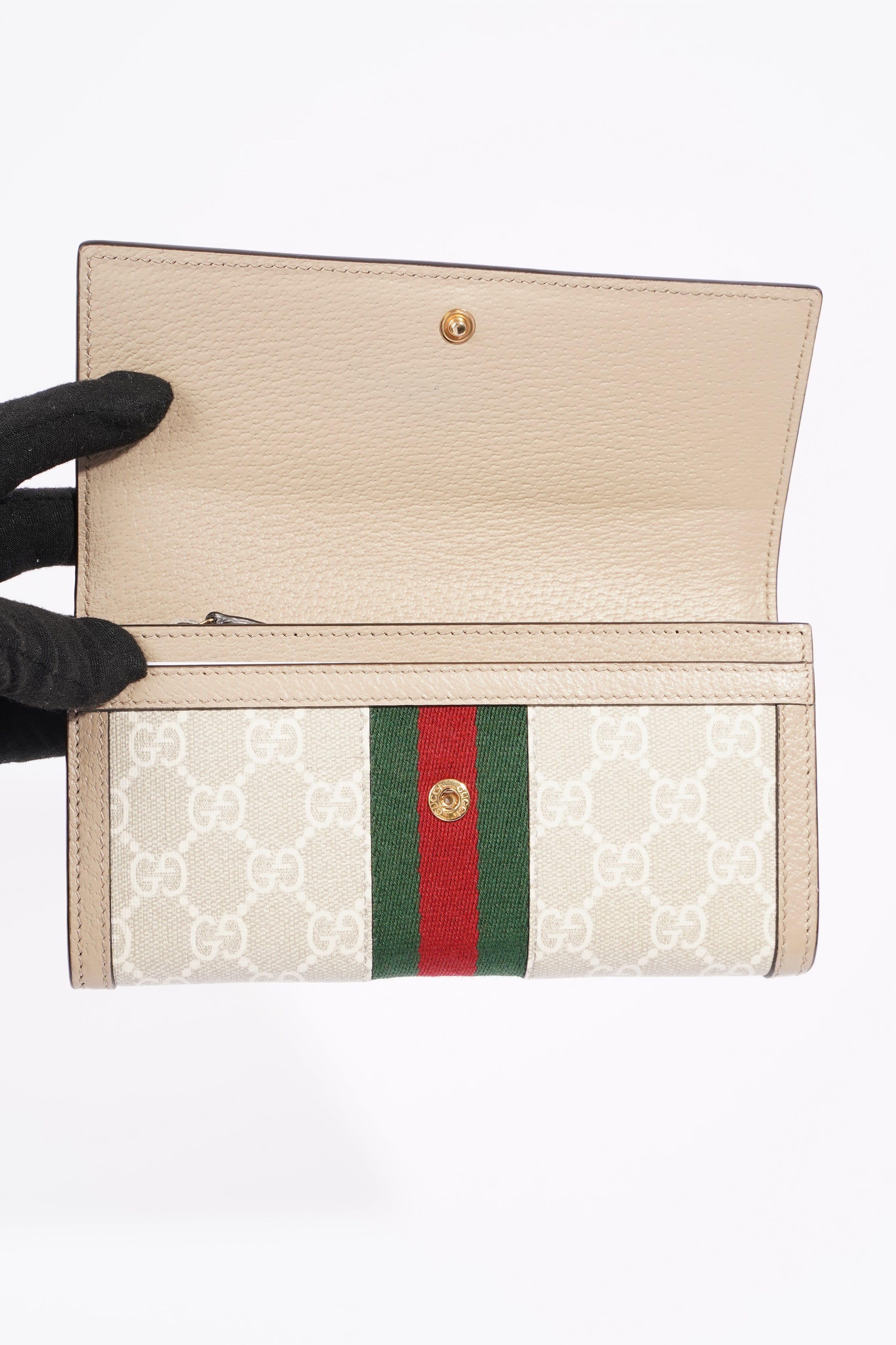 Gucci Ophidia Continental Wallet Oatmeal Leather