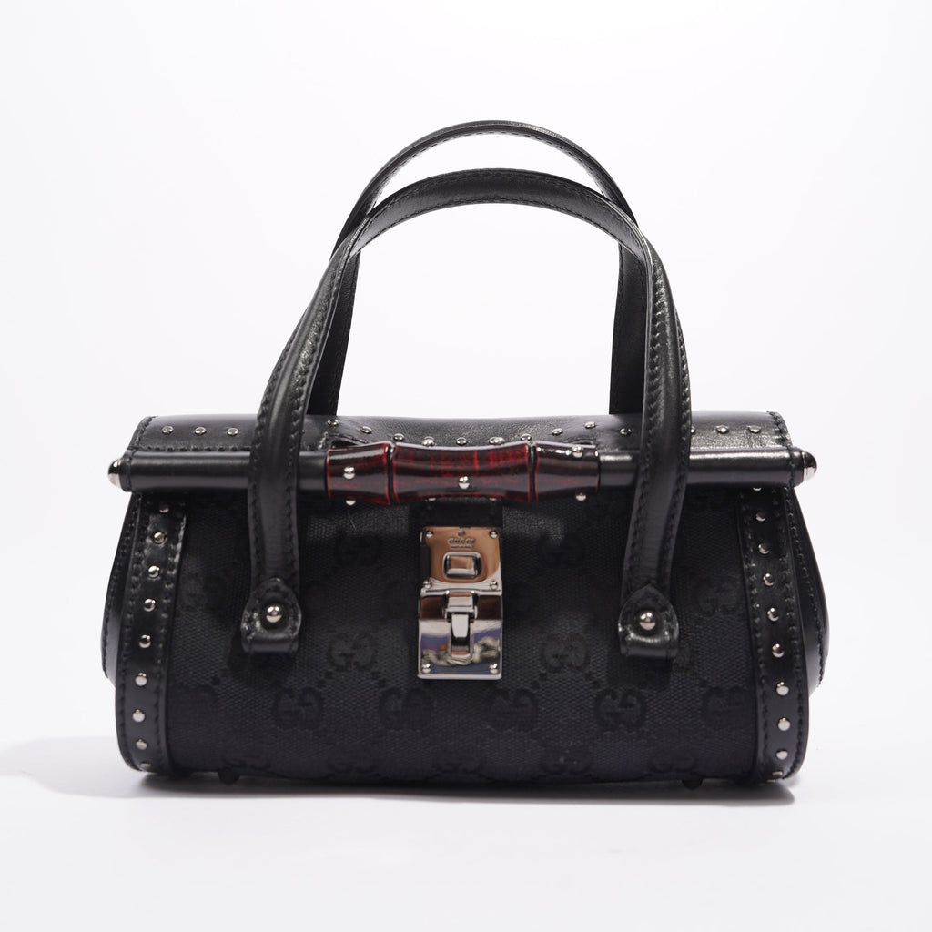 Gucci Womens Vintage Bamboo Top Handle Black