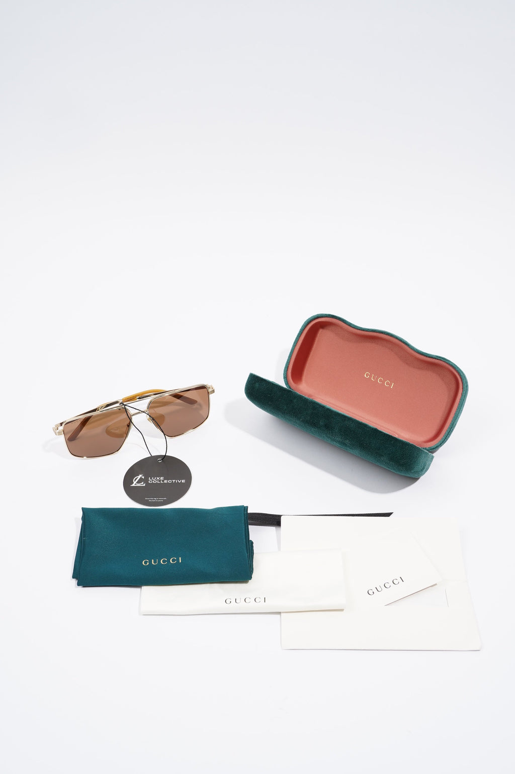 Gucci Womens Aviator Sunglasses Metallic Base Metal 145