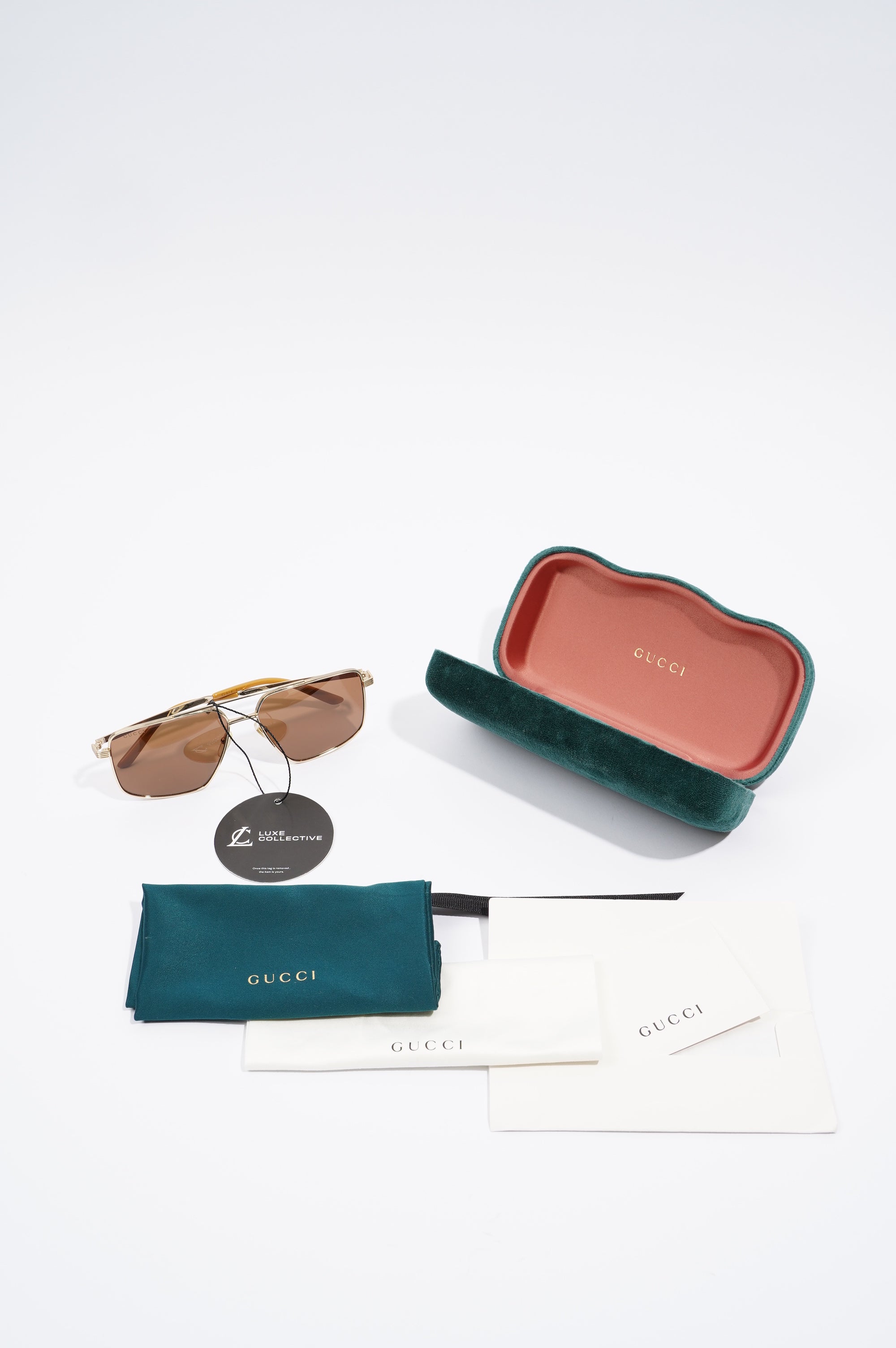 Gucci Womens Aviator Sunglasses Metallic Base Metal 145