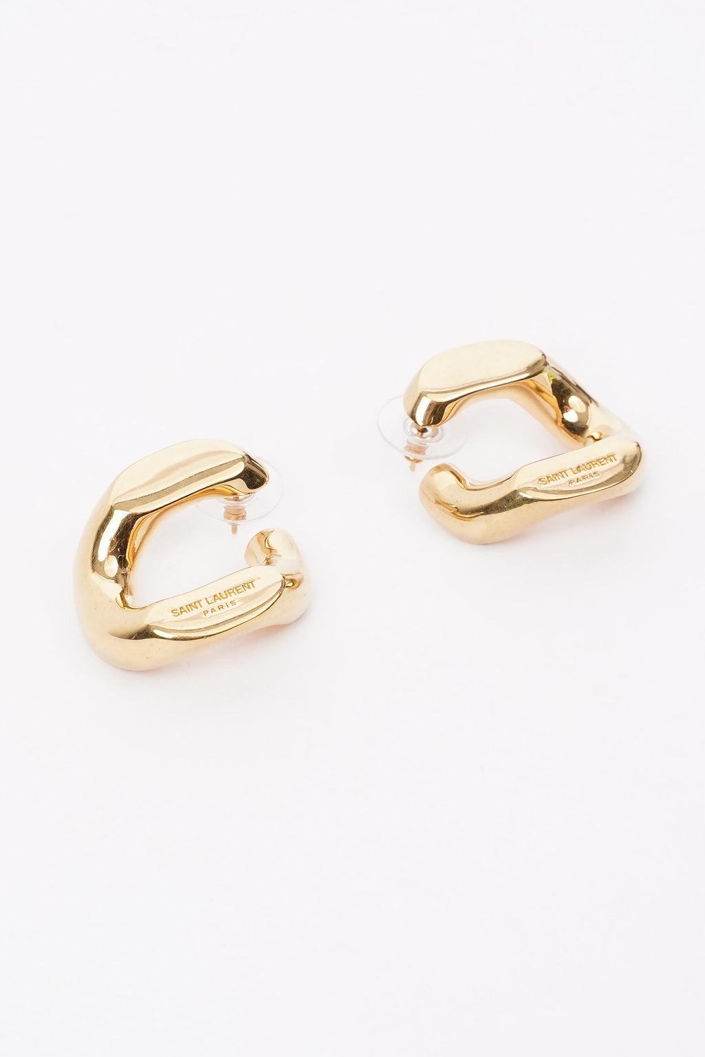 Saint Laurent Chain Link Earrings Gold Finish Base Metal