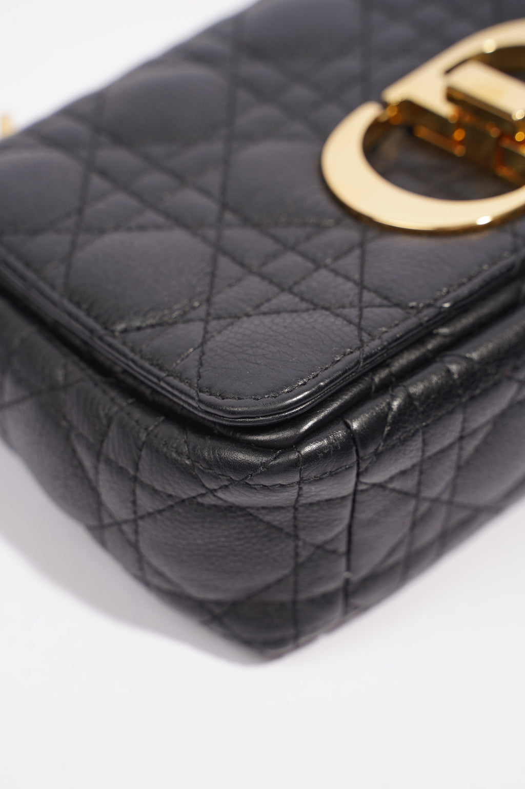 Christian Dior Womens Dior Caro Bag Black Leather Small