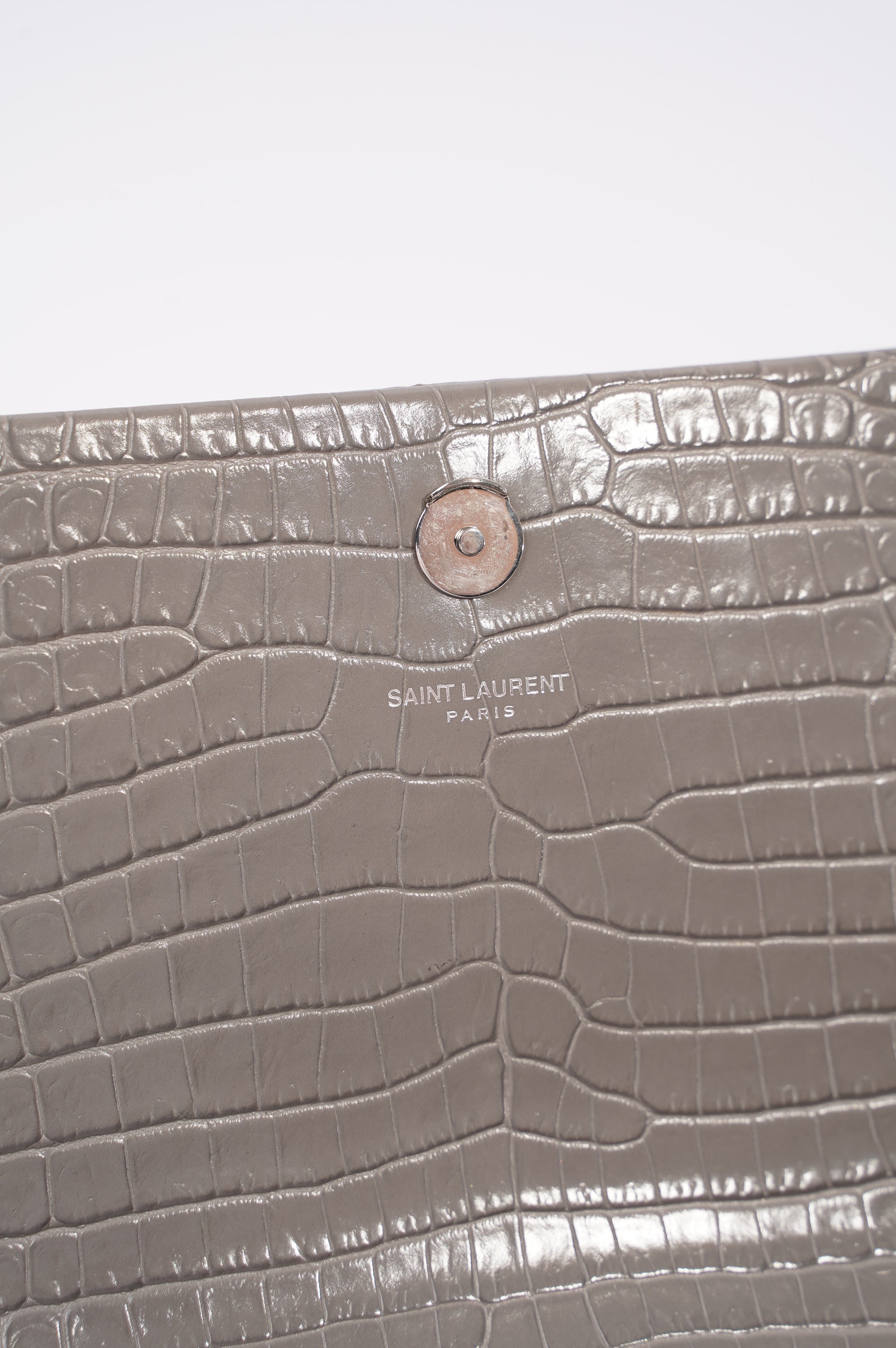 Saint Laurent Kate Tassle Bag Grey / Croc Medium