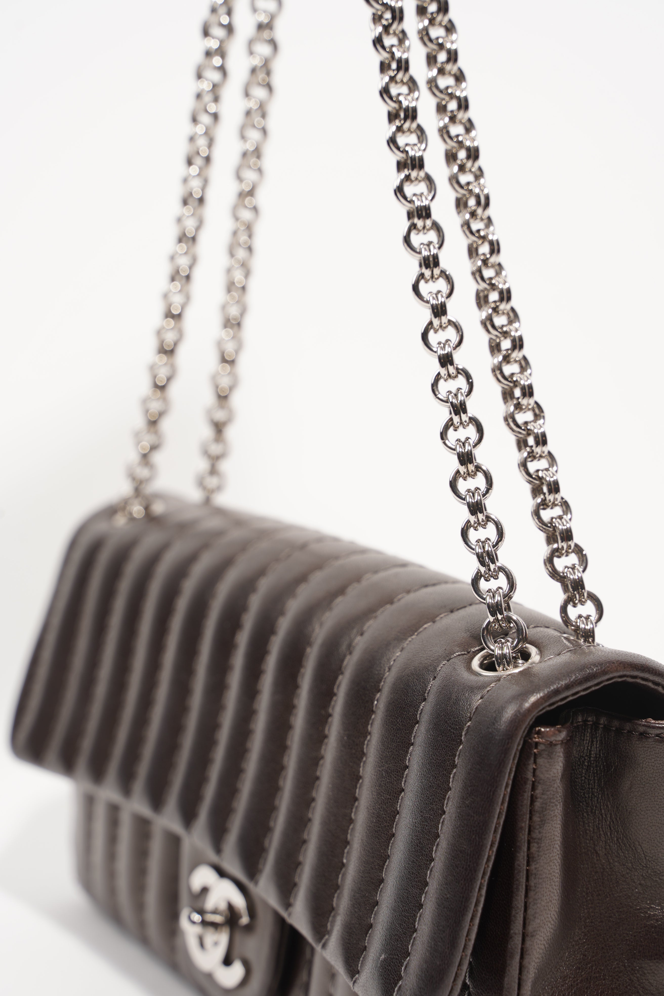 Chanel Womens Mademoiselle East West Bag Dark Brown