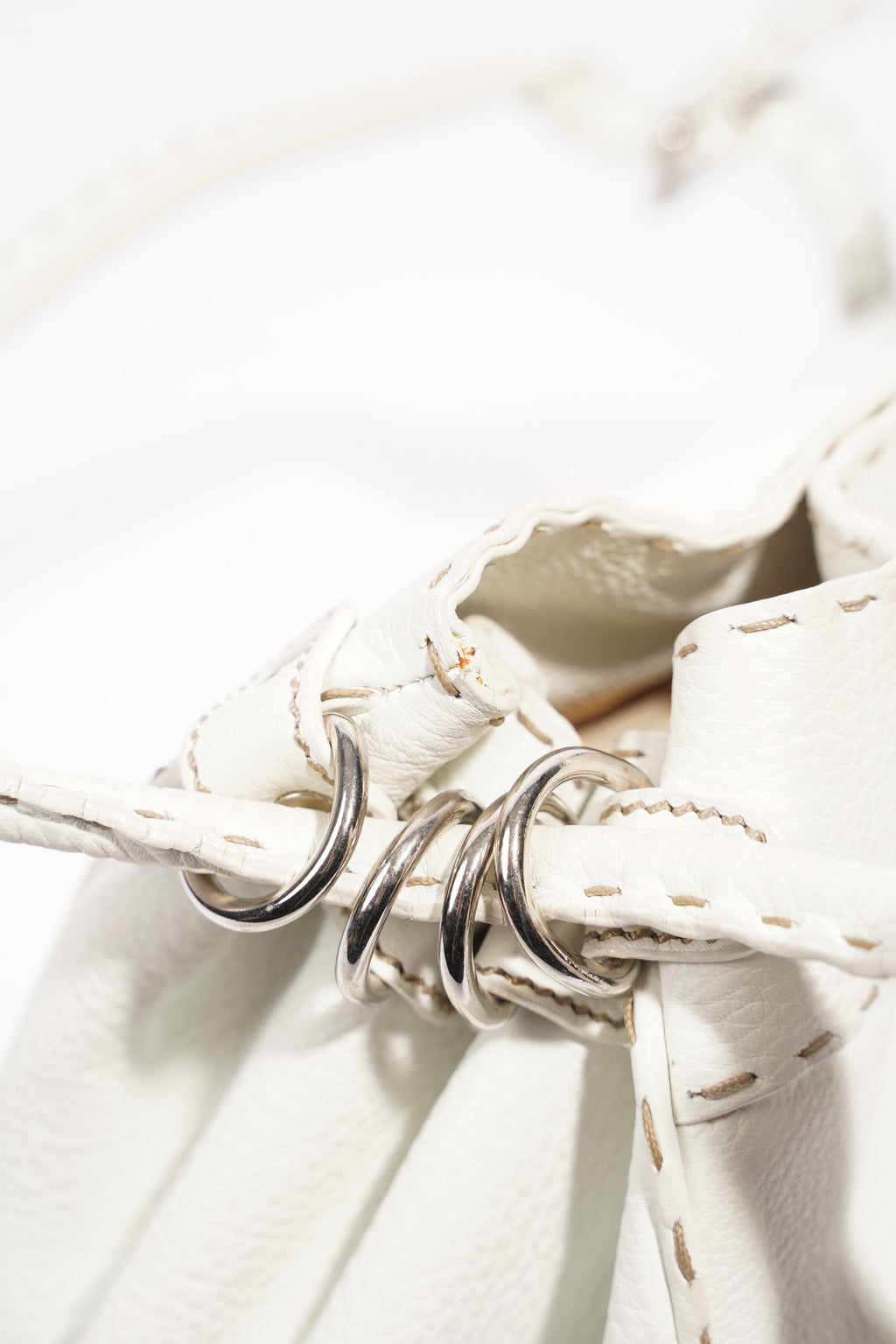 Fendi Womens Selleria Bucket Bag White