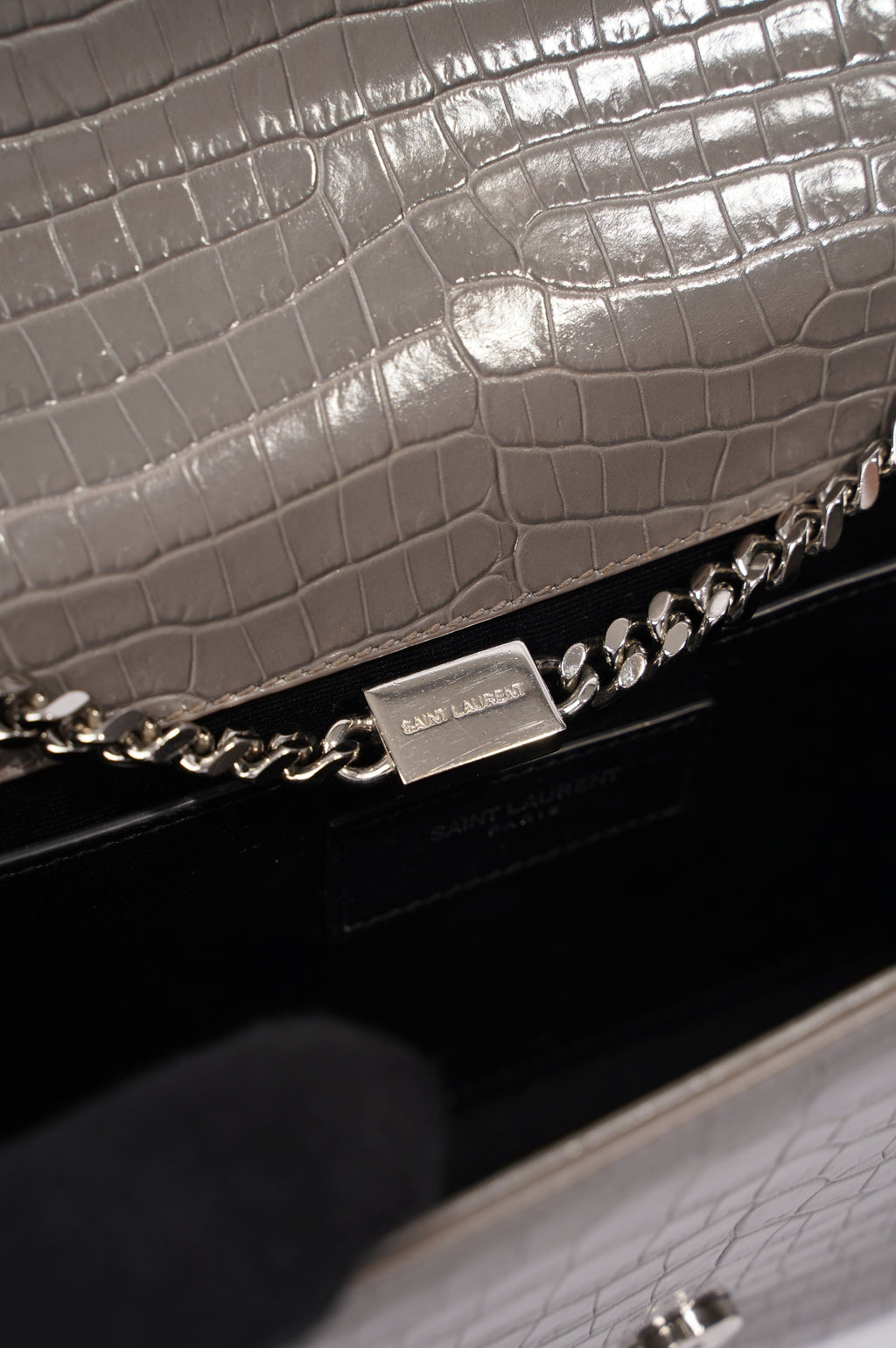 Saint Laurent Kate Tassle Bag Grey / Croc Medium