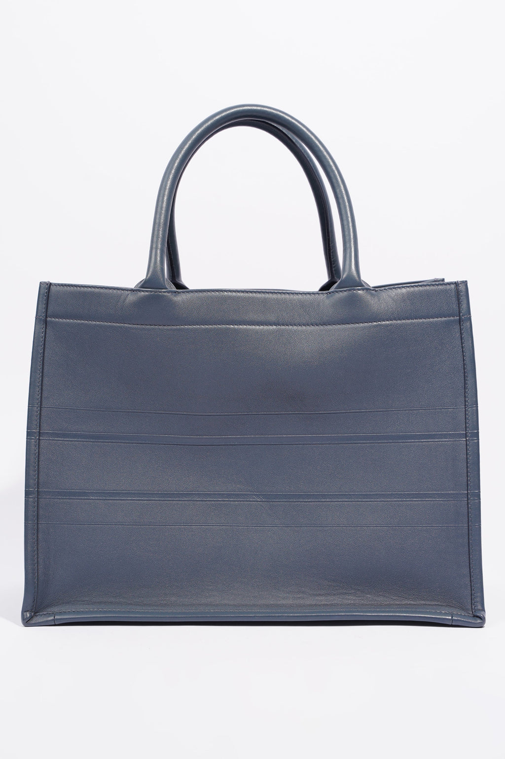 Christian Dior Womens Leather Book Tote Navy Medium