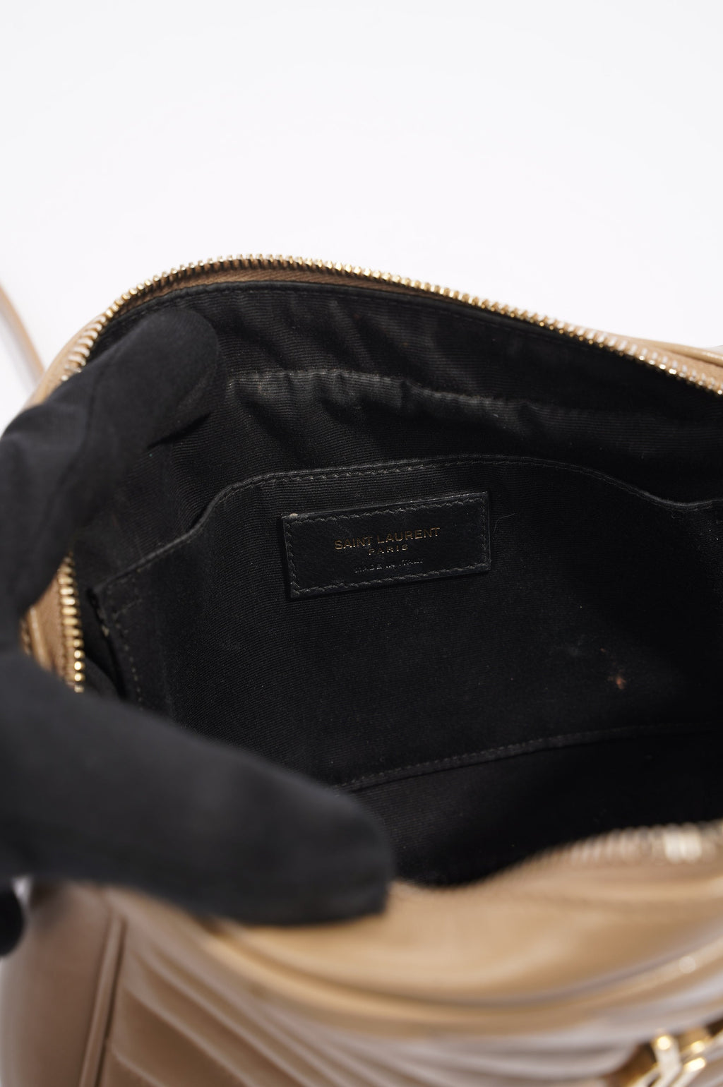 Saint Laurent Womens Camera Bag Beige Leather