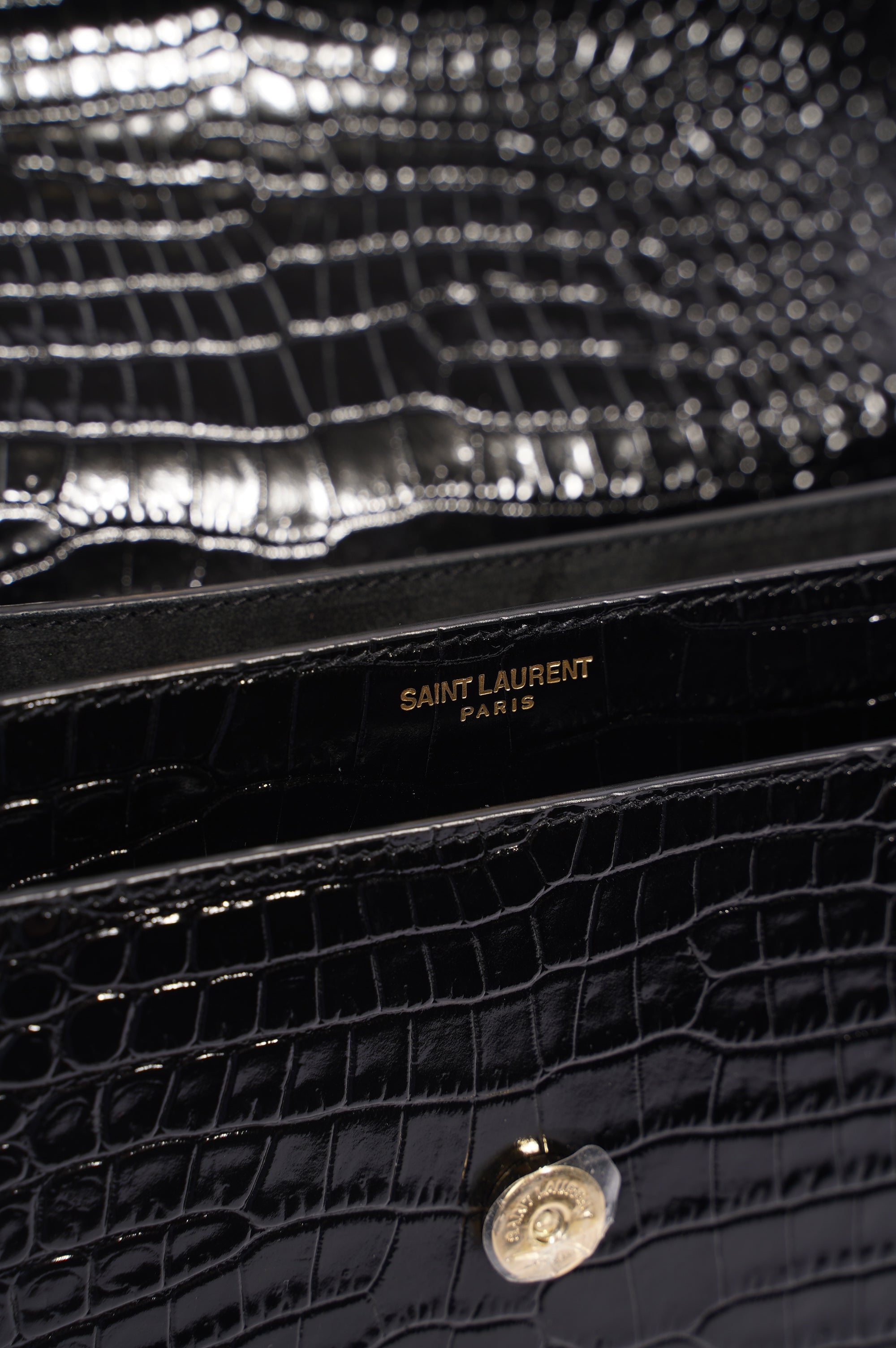 Saint Laurent Womens Sunset Black Leather Medium