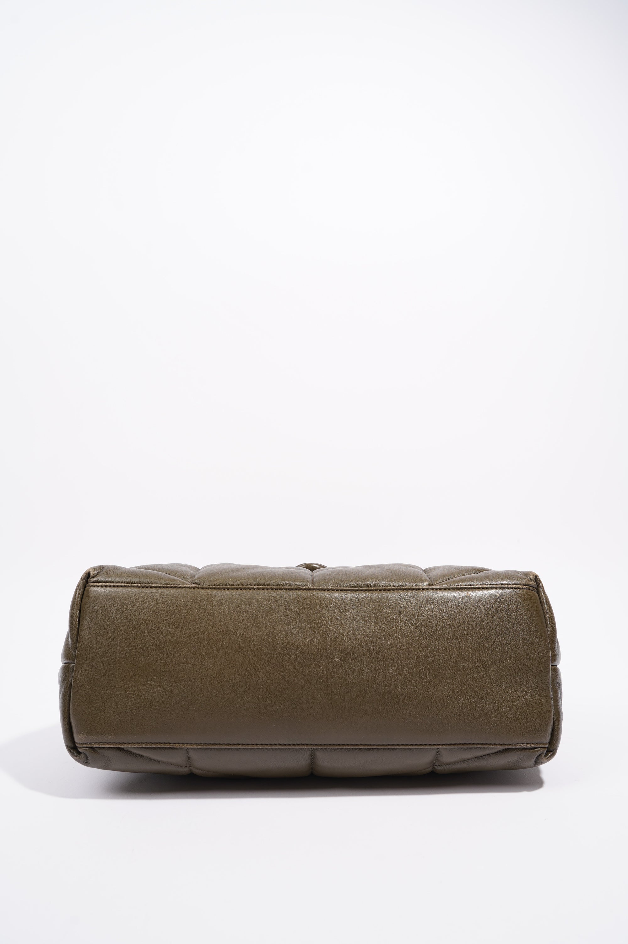 Saint Laurent Womens Lou Lou Puffer Bag Khaki Leather Medium