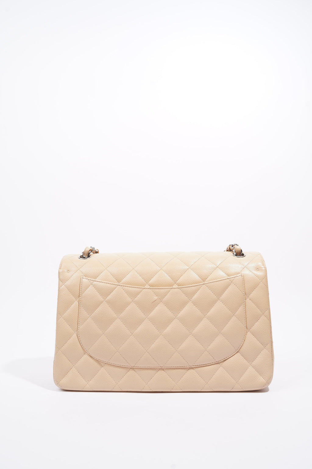 Chanel Womens Classic Flap Beige Caviar Large