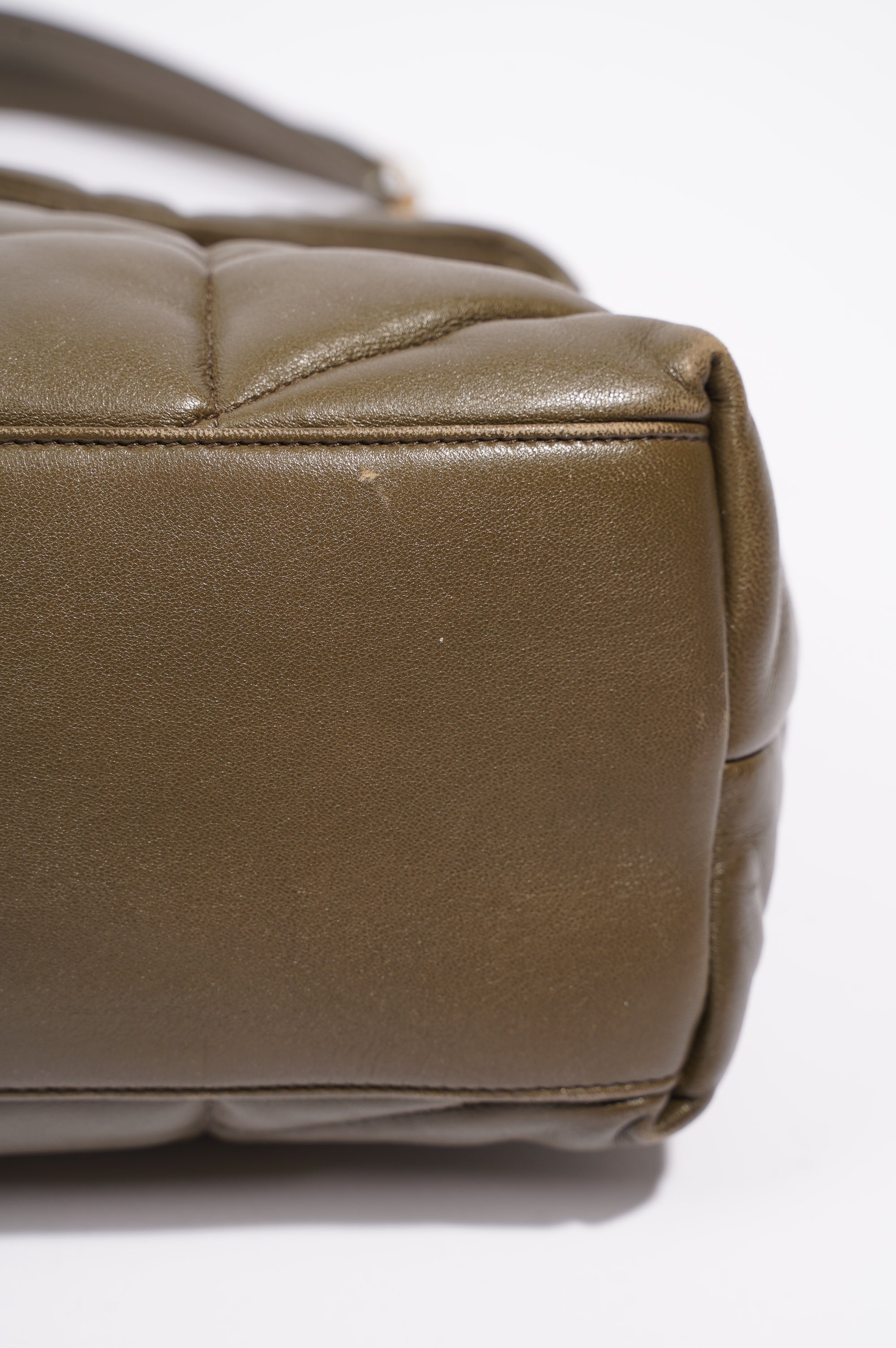 Saint Laurent Womens Lou Lou Puffer Bag Khaki Leather Medium