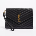 Saint Laurent Envelope Wristlet Clutch Black Leather